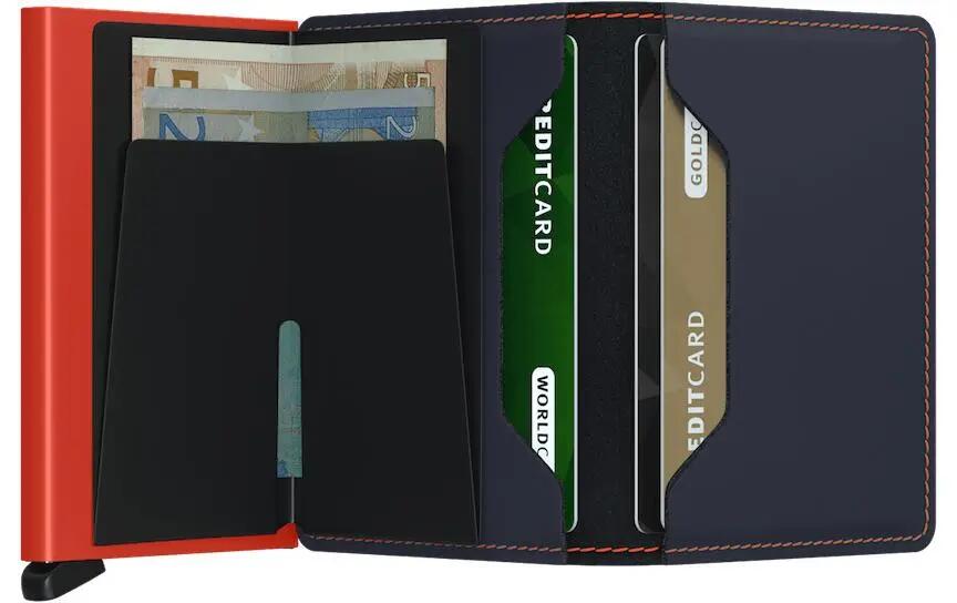 SECRID Slimwallet Matte Nightblue Orange pelle vera 3/3