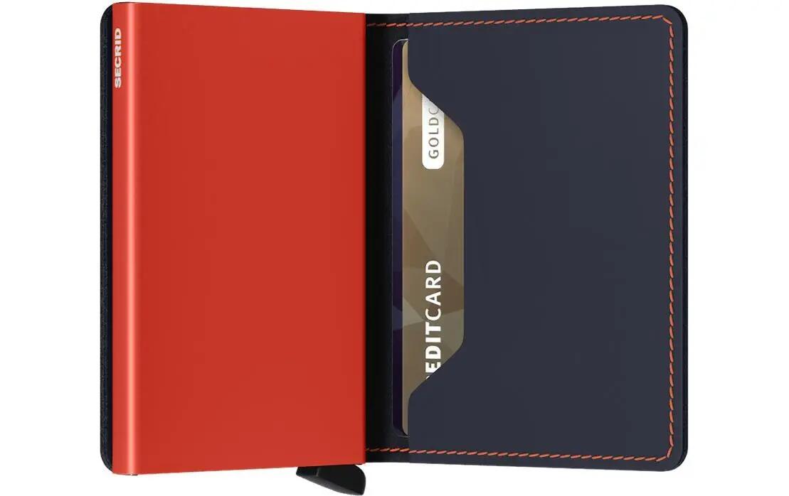 SECRID Slimwallet Matte Nightblue Orange pelle vera 2/3
