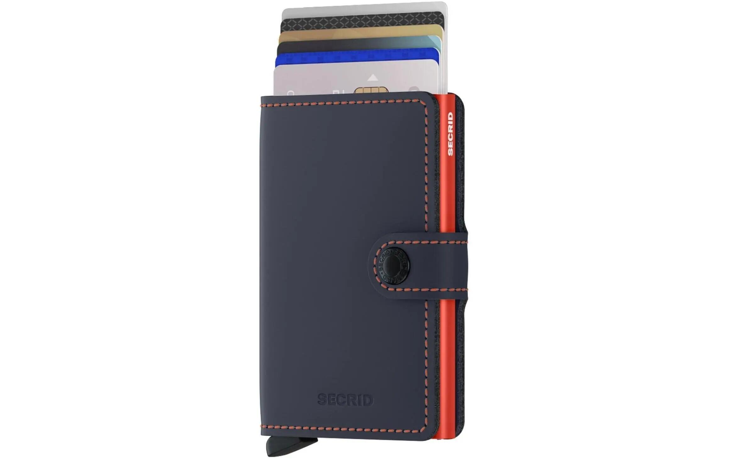 SECRID Miniwallet Matte Nightblue Orange portafoglio pelle 3/3