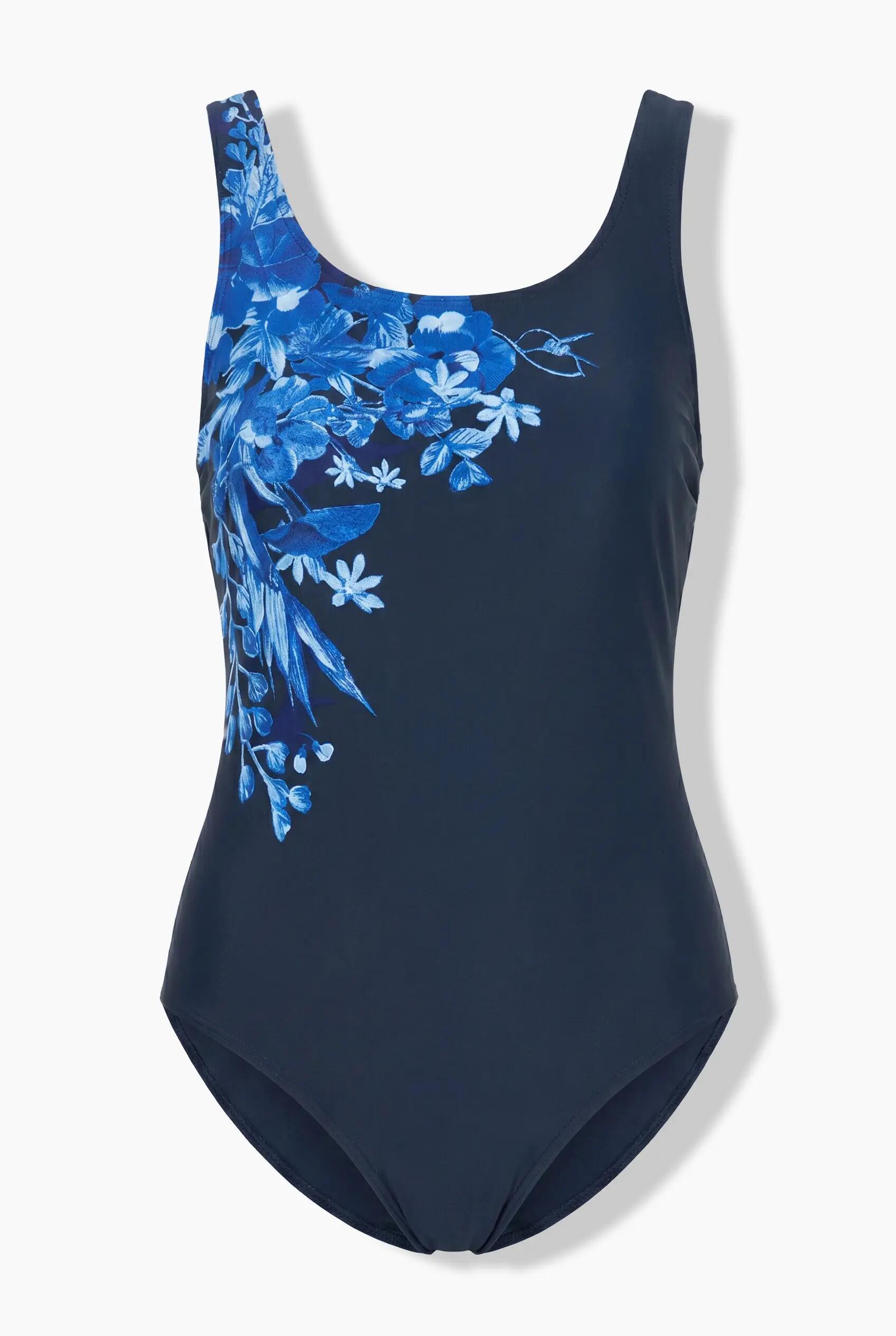 Femme Maillot de bain sans bonnets souples. Motif à fleurs. Décolleté rond 6/7