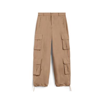 Pantaloni cargo baggy fit in popeline con quattro tasconi