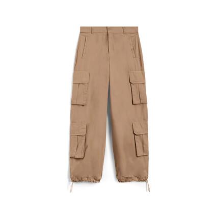 Pantalon cargo en popeline à coupe ample avec quatre grandes poches
