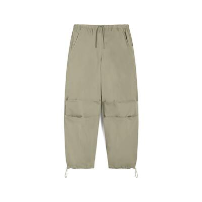 Pantaloni parachute pants in popeline con coulisse sul fondo