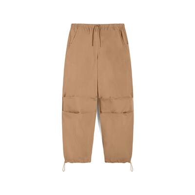 Pantaloni parachute pants in popeline con coulisse sul fondo
