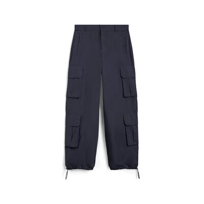 Pantaloni cargo baggy fit in popeline con quattro tasconi