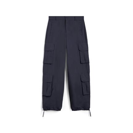 Pantalon cargo en popeline à coupe ample avec quatre grandes poches