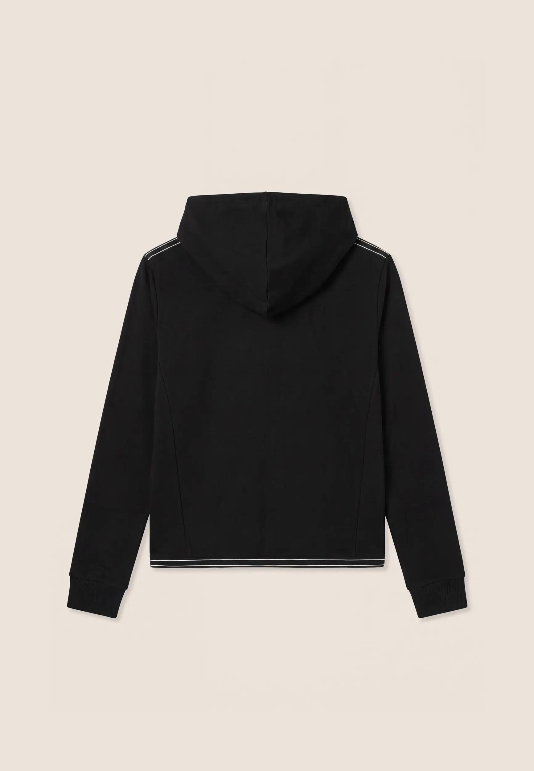 Sweat-shirt court à capuche avec fermeture zippée et inserts élastiques griffés 5/6
