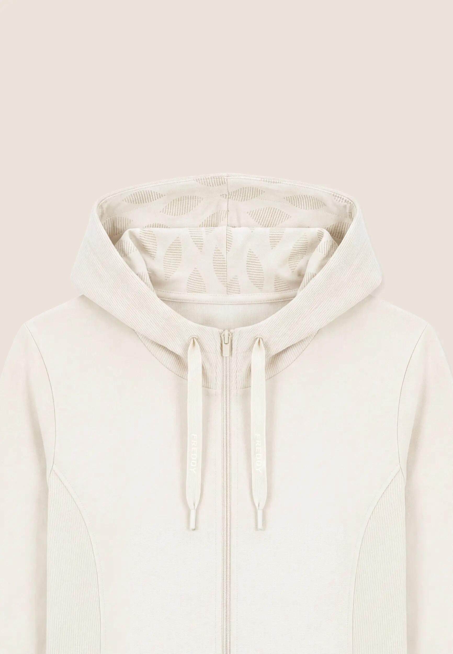 Felpa slim full-zip con inserti e cappuccio in costina 3/3