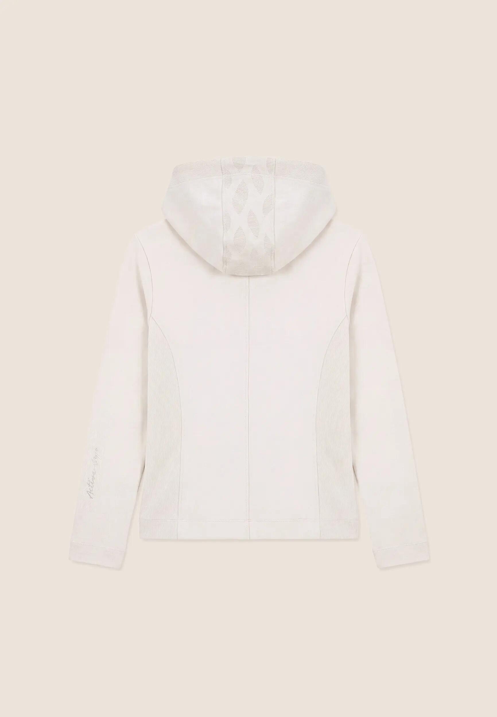 Felpa slim full-zip con inserti e cappuccio in costina 2/3