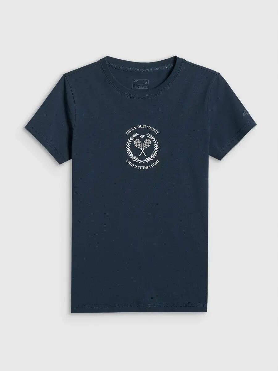 KOSZULKA DAMSKA 4F T-SHIRT BAWEŁNIANY DO TENISA  F2723 SS26 6/8