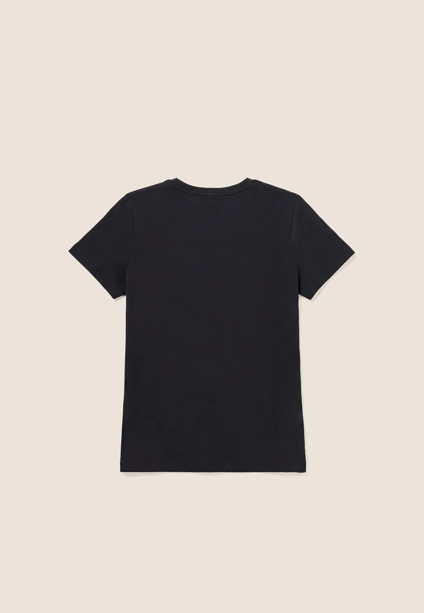 T-shirt femmes en coton à col rond avec graphisme à micro-rayures 2/3