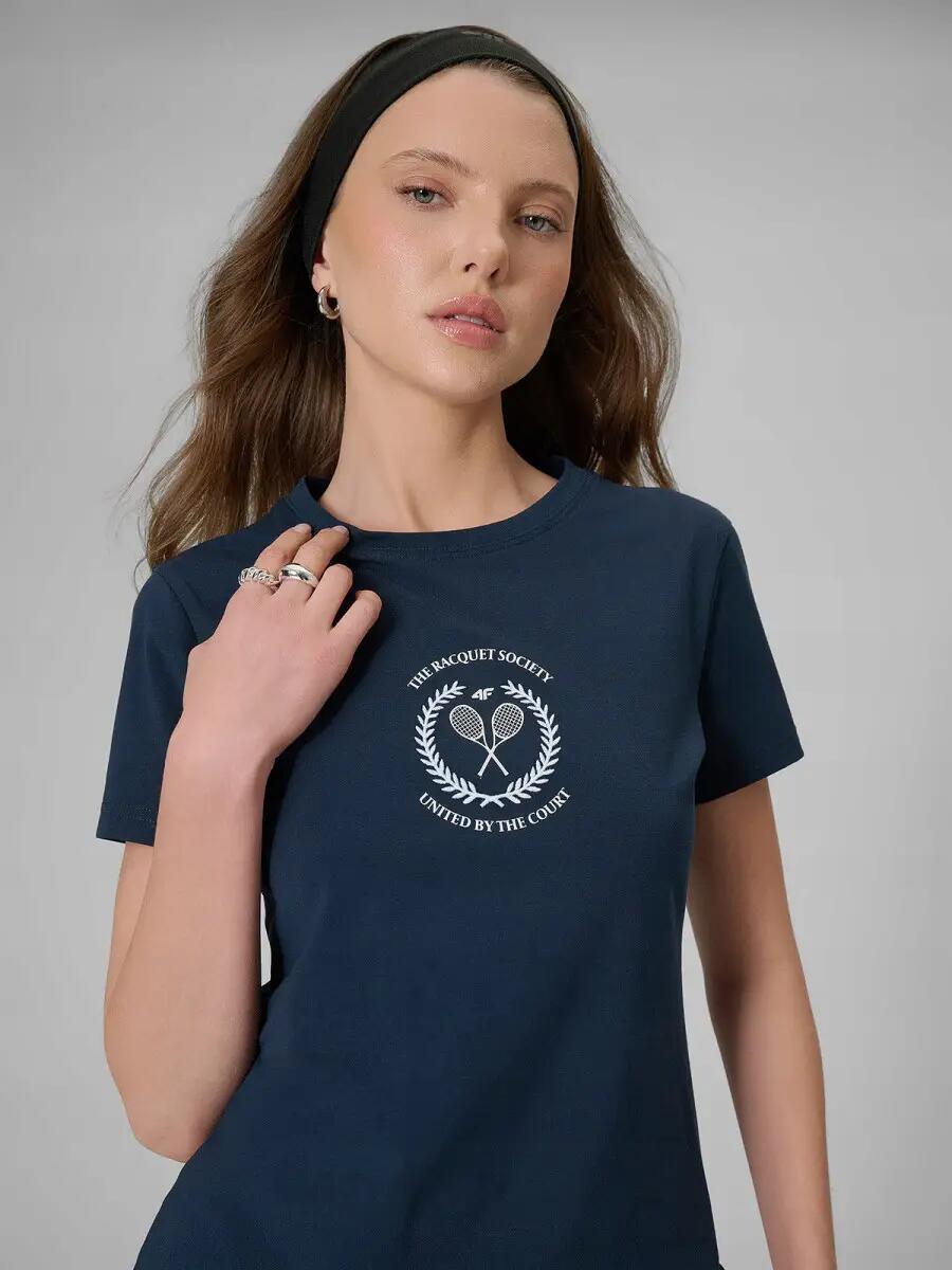 KOSZULKA DAMSKA 4F T-SHIRT BAWEŁNIANY DO TENISA  F2723 SS26 3/8