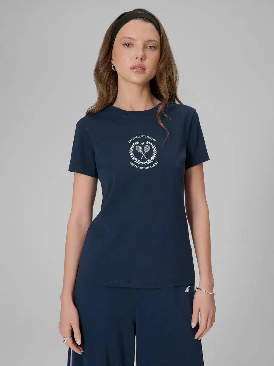 KOSZULKA DAMSKA 4F T-SHIRT BAWEŁNIANY DO TENISA  F2723 SS26 2/8