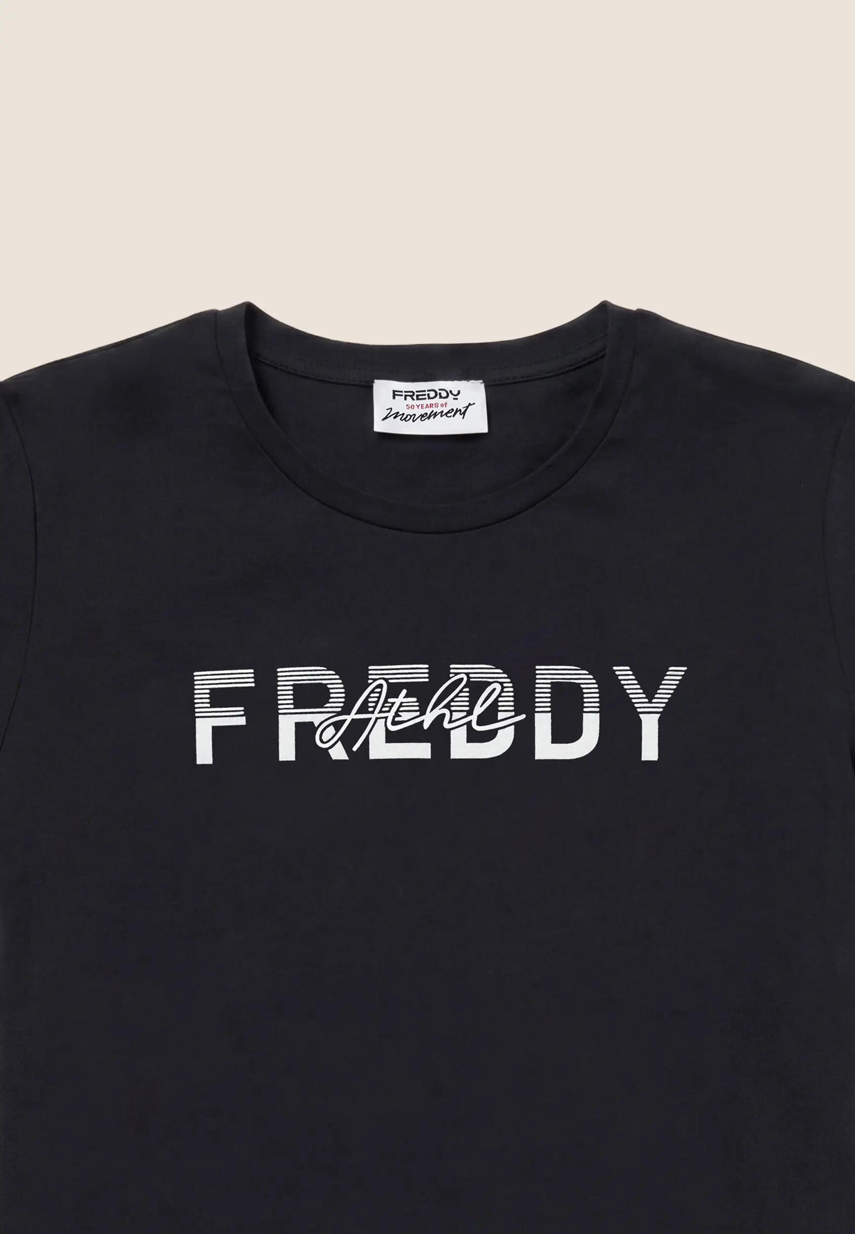 T-shirt femmes en coton à col rond avec graphisme à micro-rayures 3/3