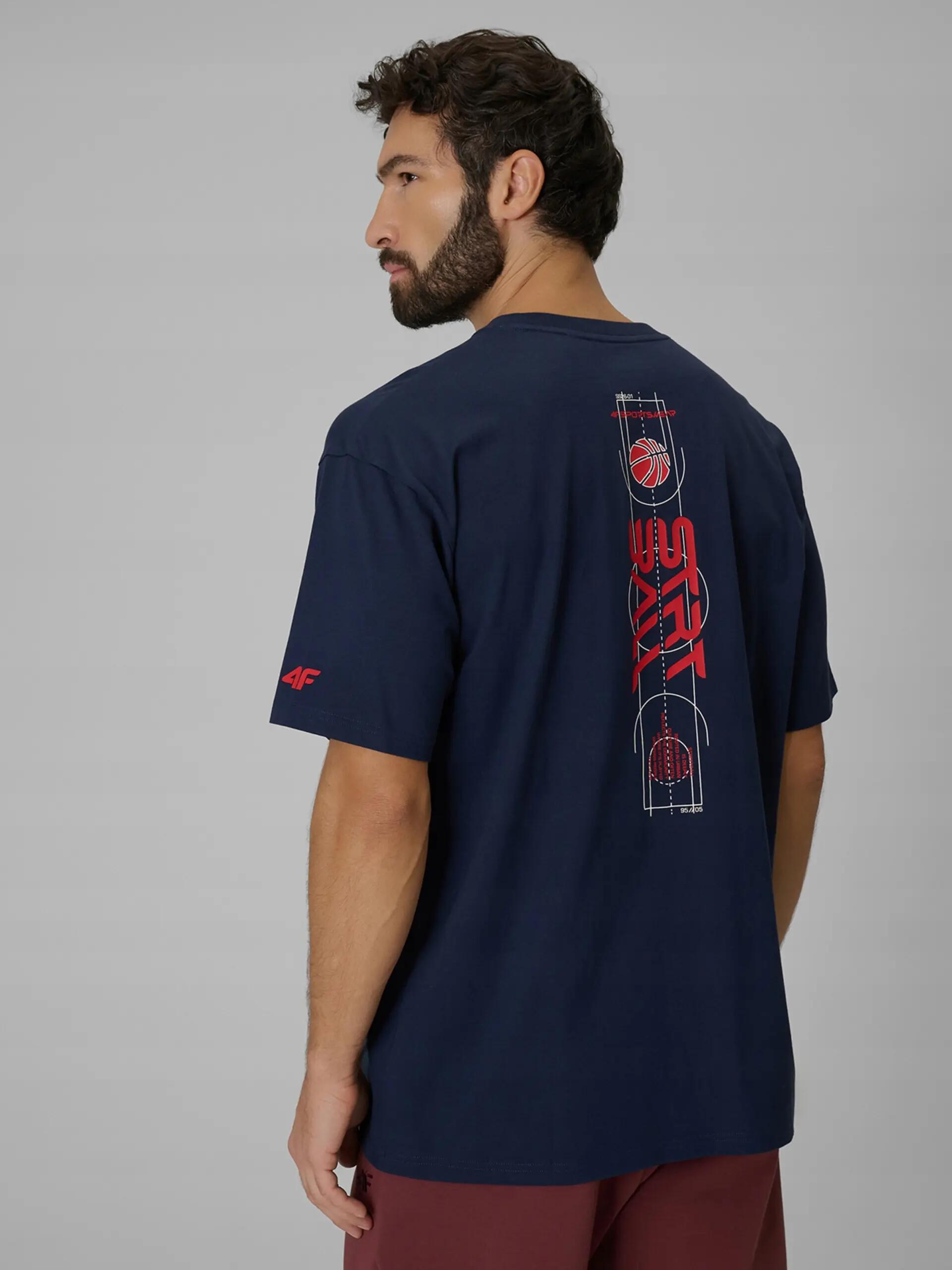 T-SHIRT MĘSKI 4F KOSZULKA SPORTOWA Z NADRUKIEM BAWEŁNIANA  M3334 SS26 5/8