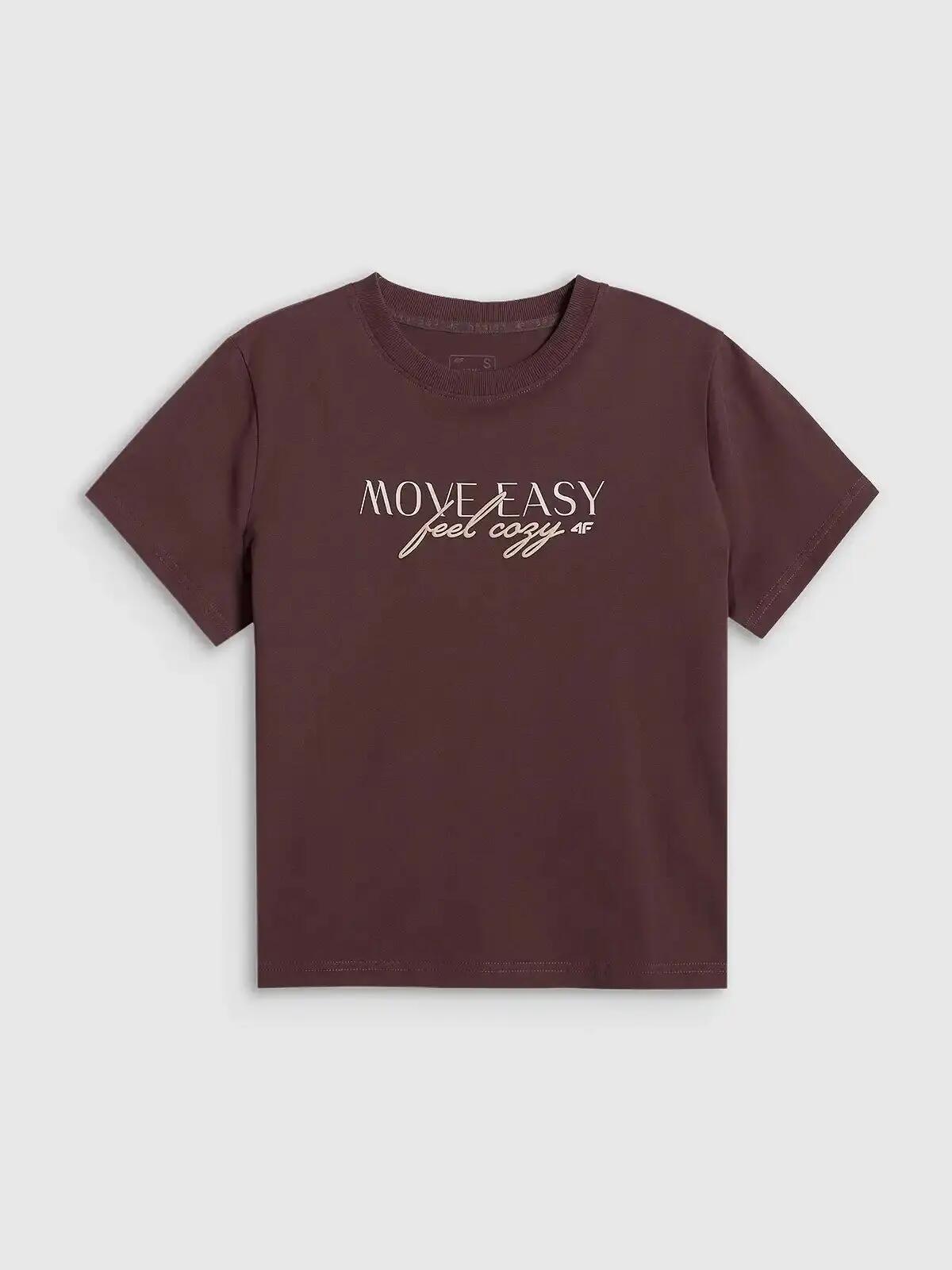 KOSZULKA DAMSKA 4F T-SHIRT SPORTOWY Z NADRUKIEM BAWEŁNIANY  F2743 SS26 4/6