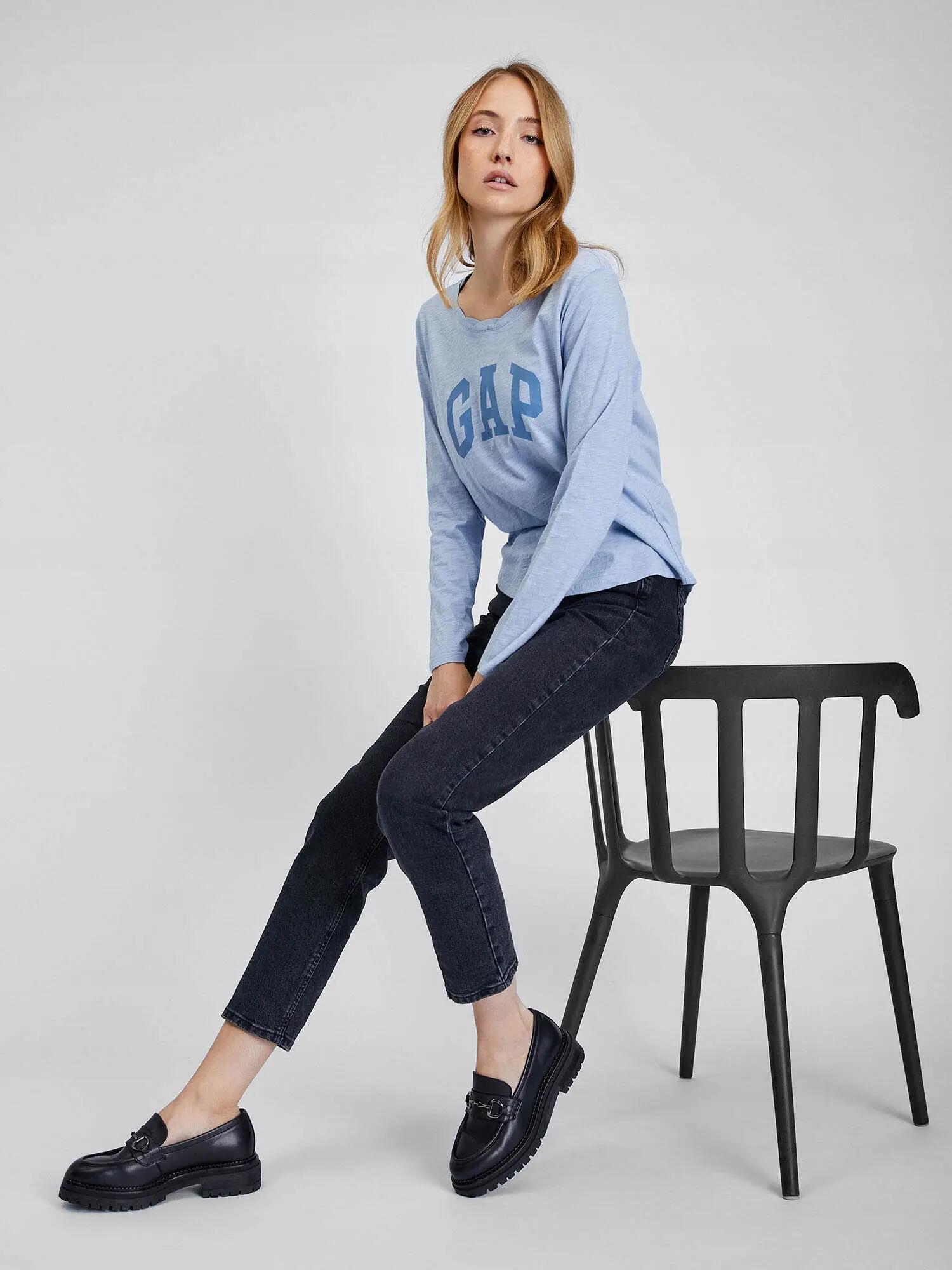 T-SHIRT DAMSKI KOSZULKA Z DŁUGIM RĘKAWEM GAP LONGSLEEVE BAWEŁNA 1 3/7