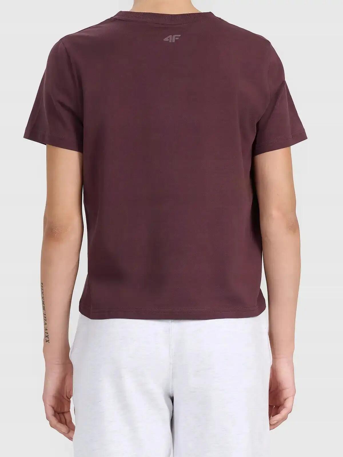 KOSZULKA DAMSKA 4F T-SHIRT SPORTOWY Z NADRUKIEM BAWEŁNIANY  F2743 SS26 3/6