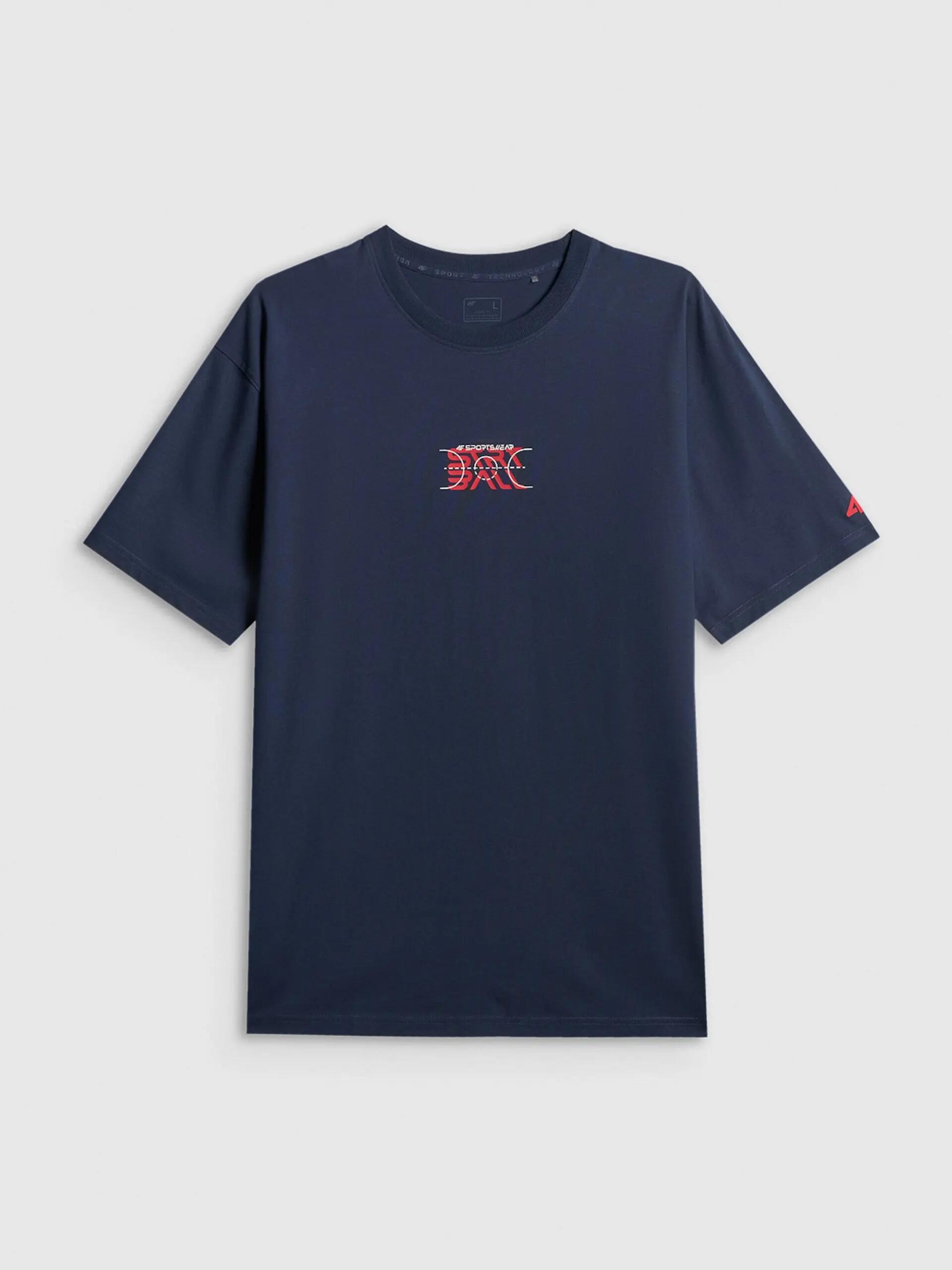 T-SHIRT MĘSKI 4F KOSZULKA SPORTOWA Z NADRUKIEM BAWEŁNIANA  M3334 SS26 3/8
