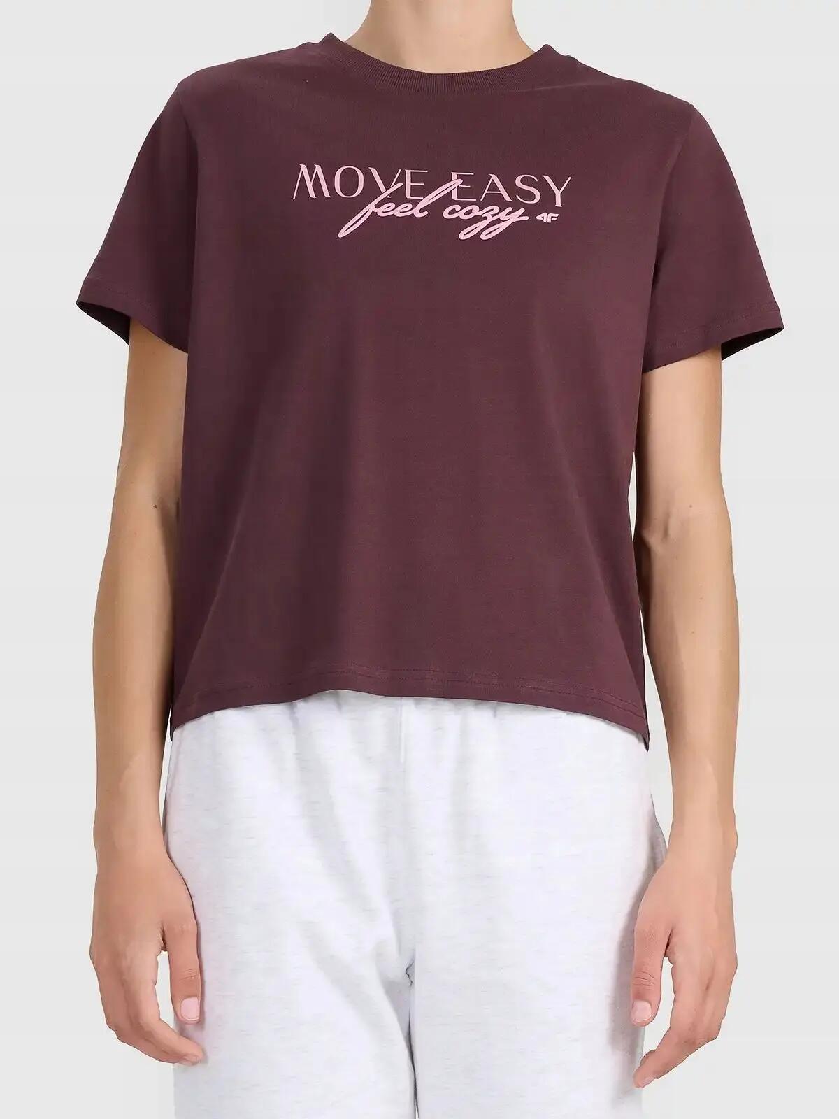KOSZULKA DAMSKA 4F T-SHIRT SPORTOWY Z NADRUKIEM BAWEŁNIANY  F2743 SS26 2/6