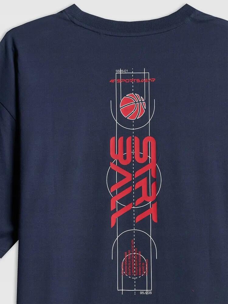 T-SHIRT MĘSKI 4F KOSZULKA SPORTOWA Z NADRUKIEM BAWEŁNIANA  M3334 SS26 2/8