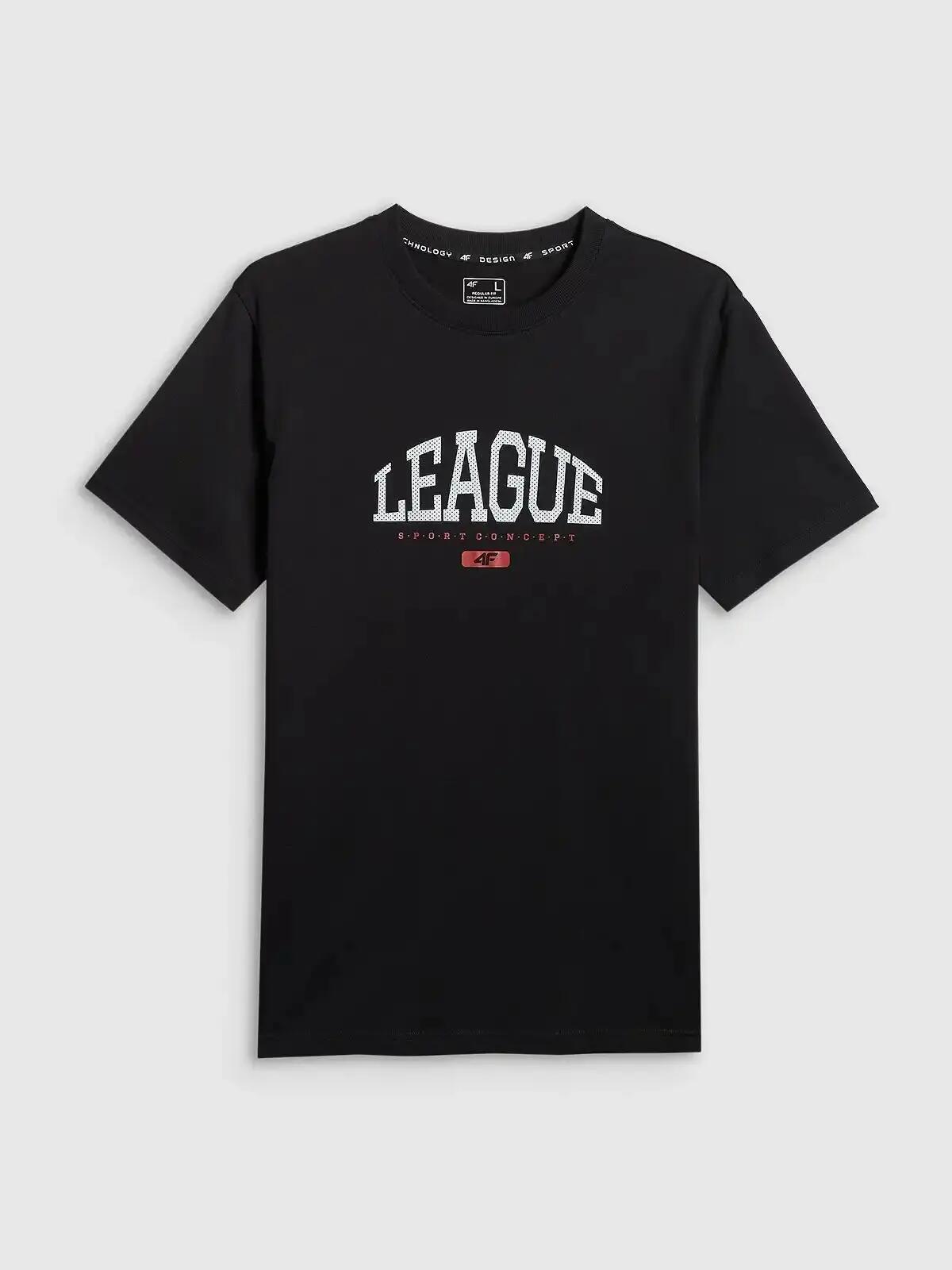 T-SHIRT MĘSKI 4F KOSZULKA SPORTOWA Z NADRUKIEM BAWEŁNIANA L M3326 SS26 10/12