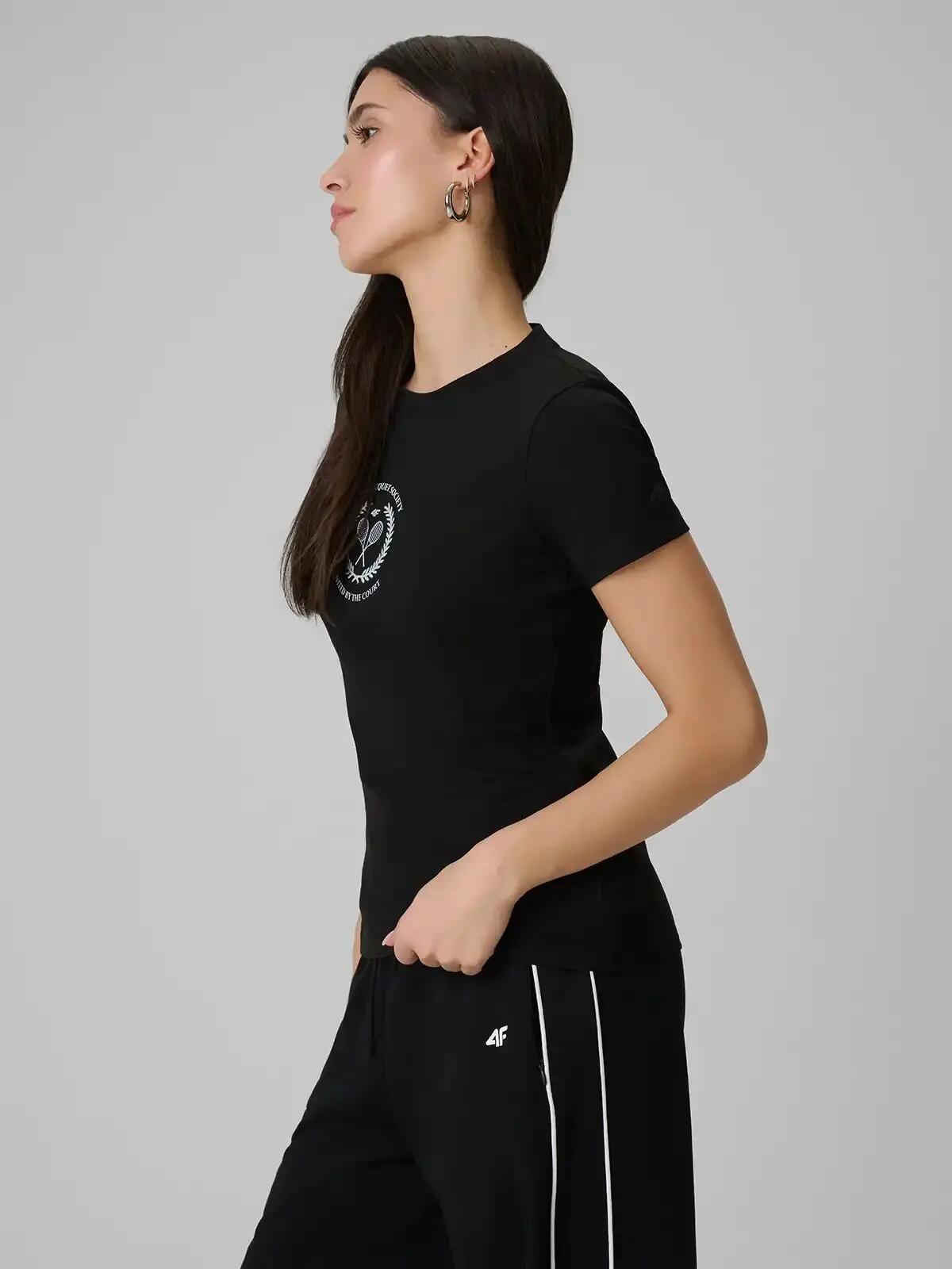 KOSZULKA DAMSKA 4F T-SHIRT BAWEŁNIANY DO TENISA  F2723 SS26 6/12