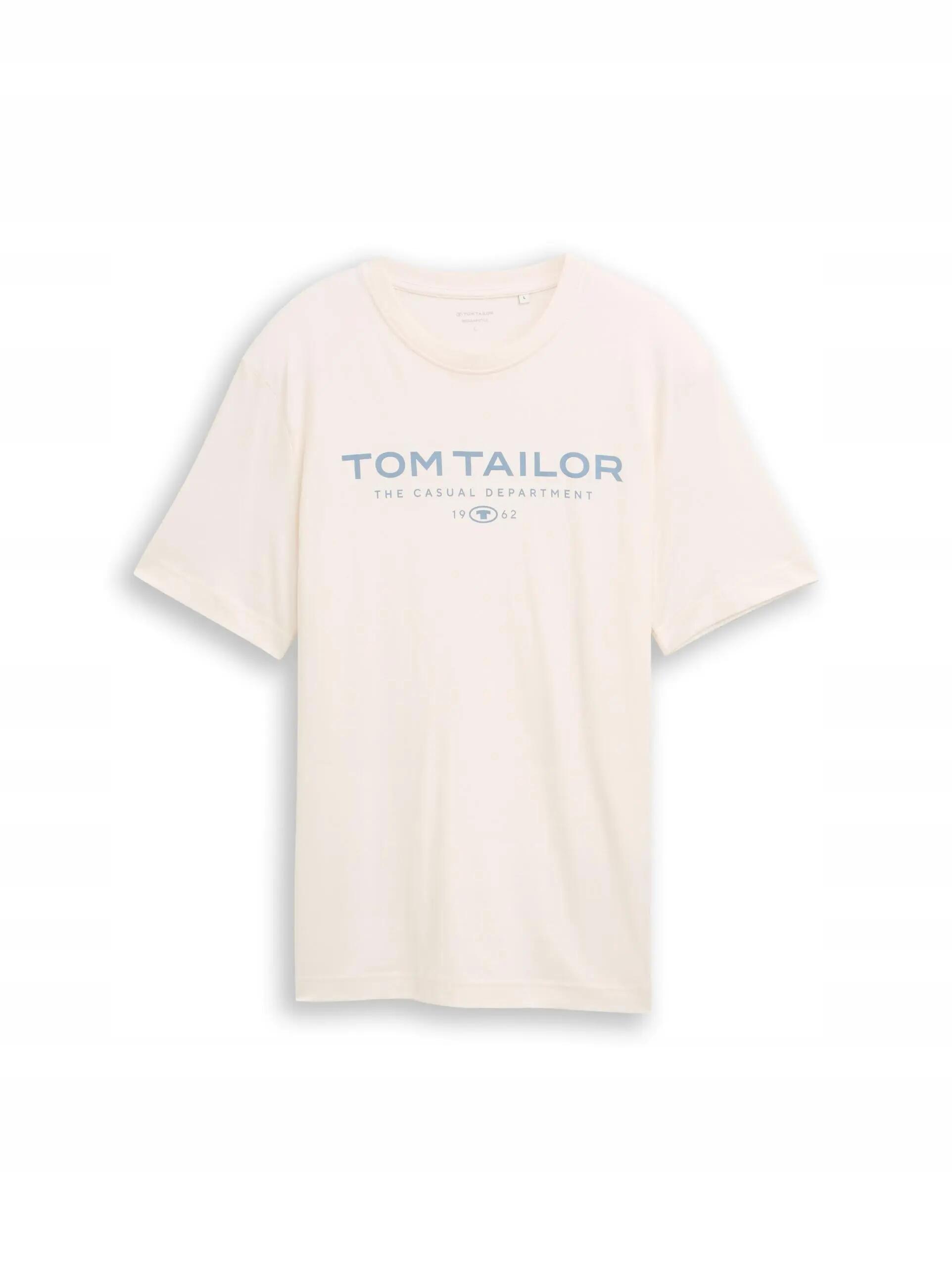 KOSZULKA T-SHIRT MĘSKI TOM TAILOR KOSZULKA Z LOGO KREMOWA 4/7