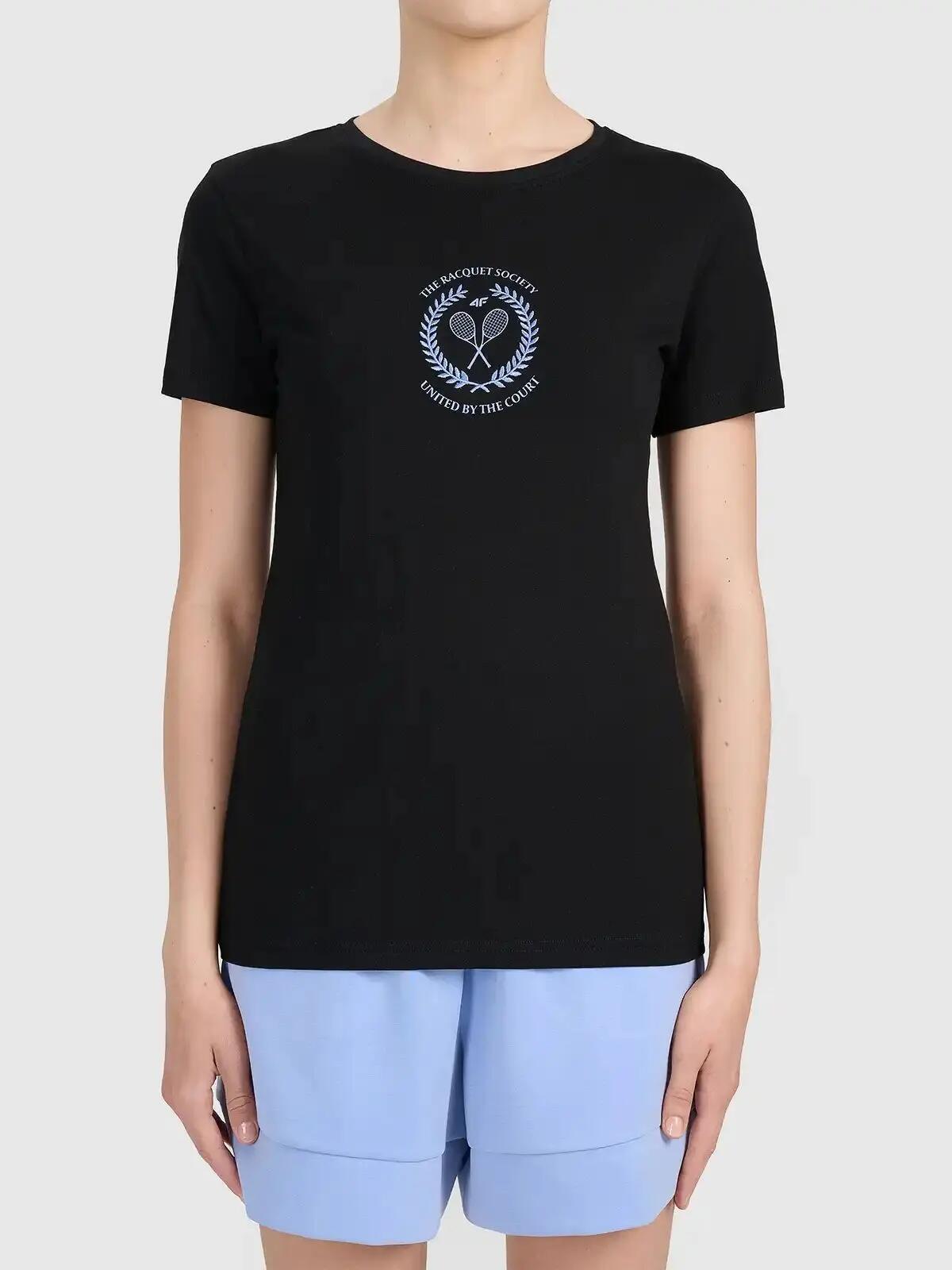 KOSZULKA DAMSKA 4F T-SHIRT BAWEŁNIANY DO TENISA  F2723 SS26 3/12