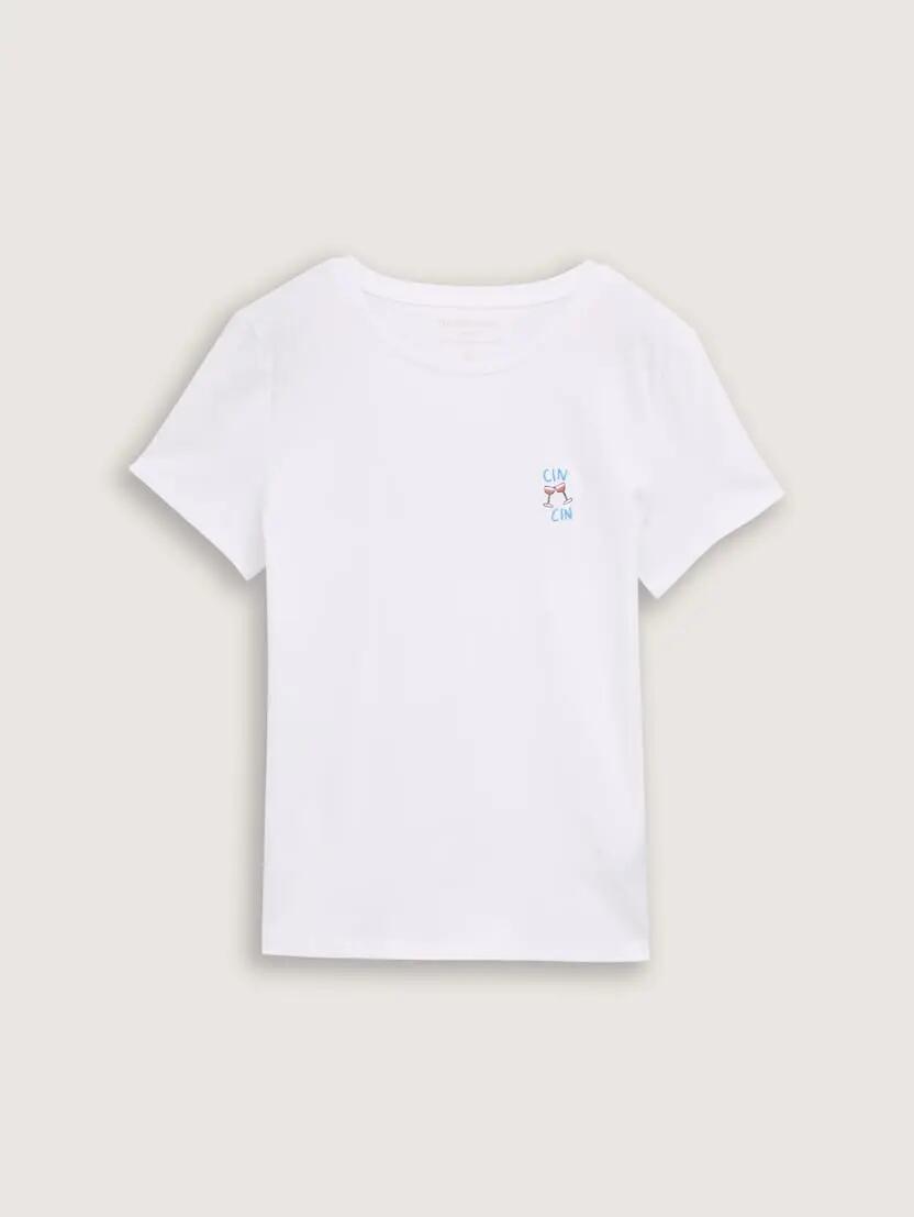 T-SHIRT WITH CHEST EMBRO KOSZULKA DAMSKA TOM TAILOR L 4/10