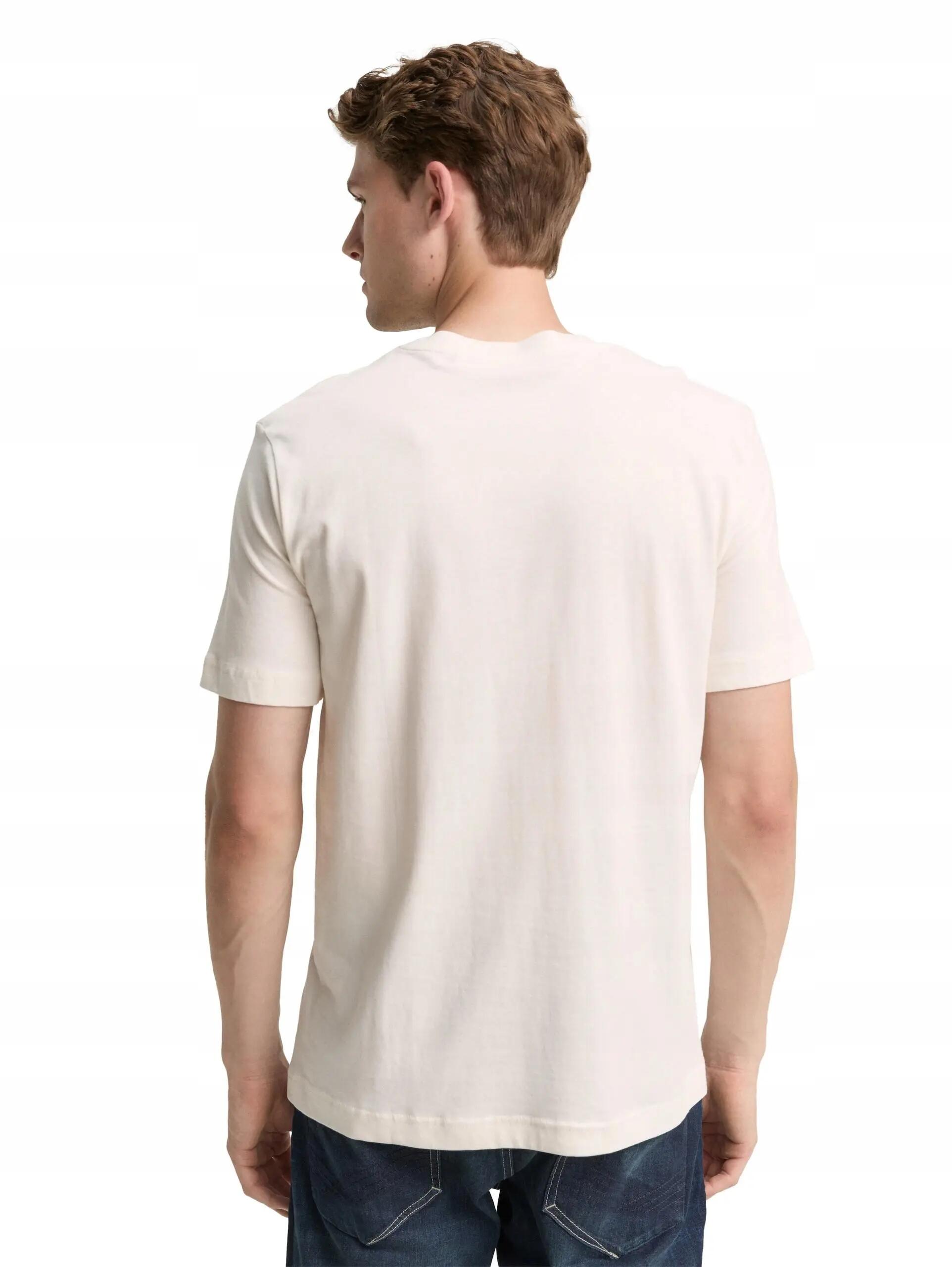 KOSZULKA T-SHIRT MĘSKI TOM TAILOR KOSZULKA Z LOGO KREMOWA 2/7