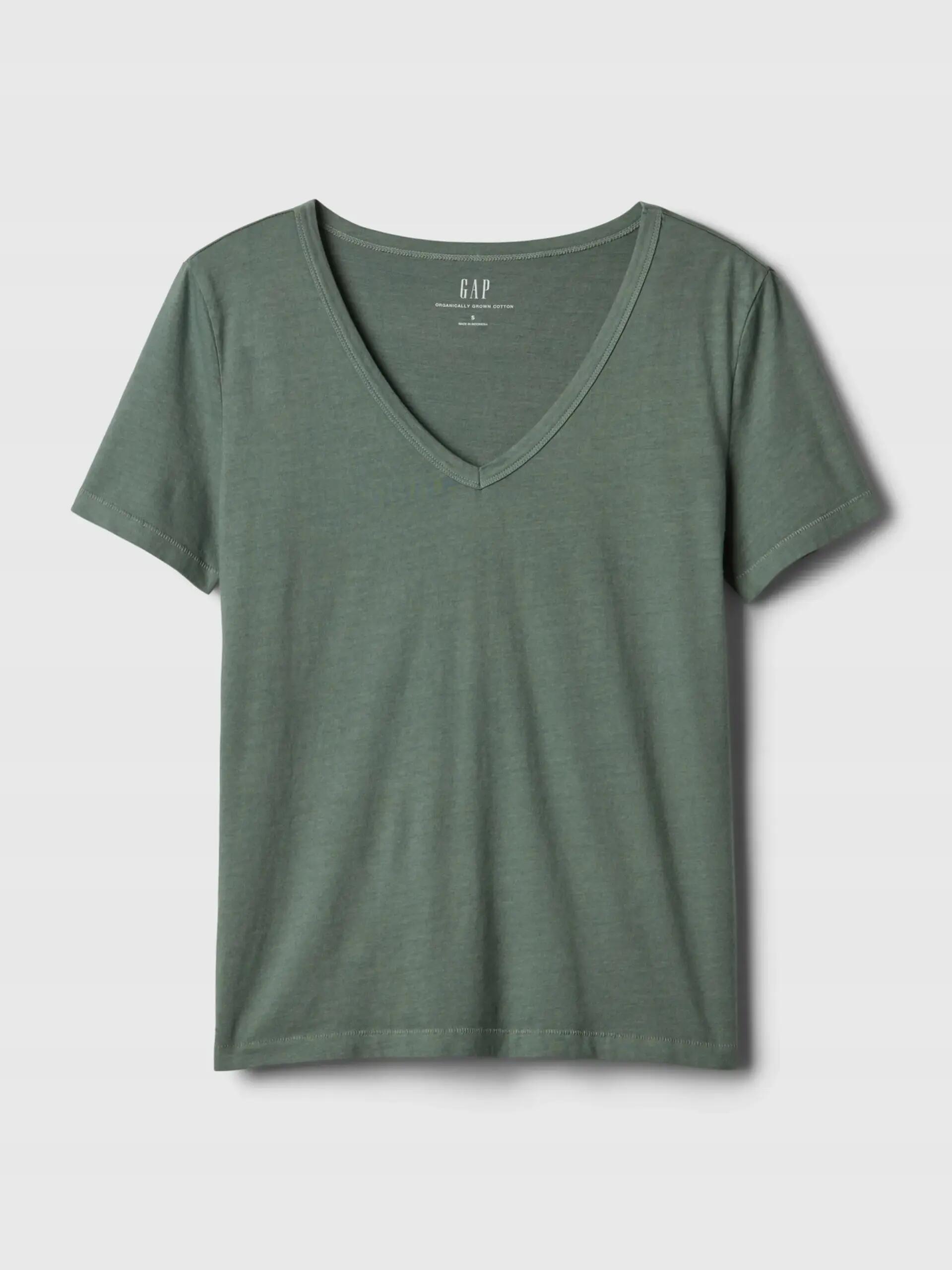 T-SHIRT DAMSKI KOSZULKA 1 BAWEŁNA GAP VINTAGE OLIWKOWY 5/7