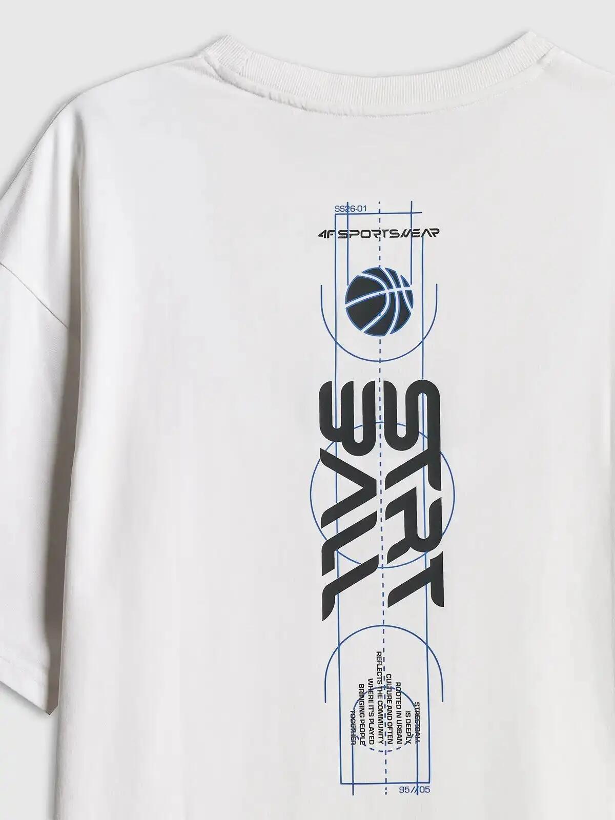 T-SHIRT MĘSKI 4F KOSZULKA SPORTOWA Z NADRUKIEM BAWEŁNIANA  M3334 SS26 2/7