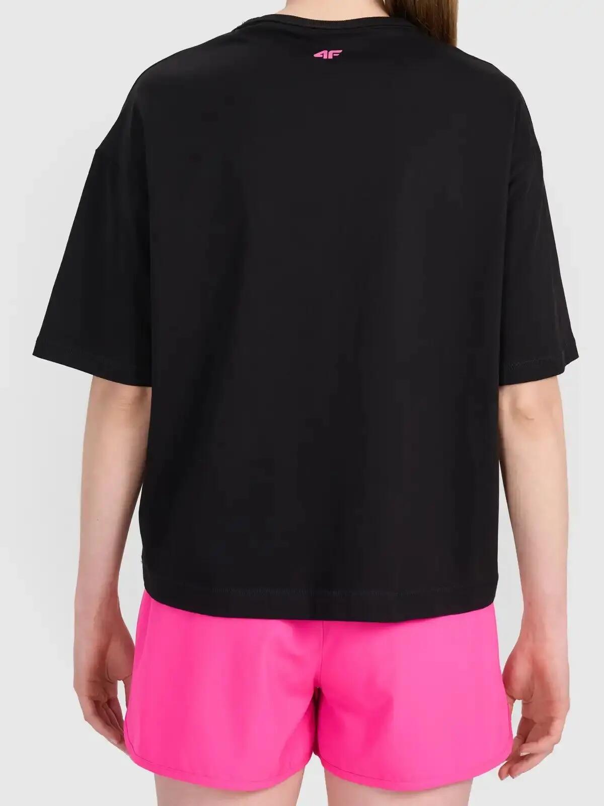 KOSZULKA DAMSKA 4F T-SHIRT SPORTOWY Z NADRUKIEM 1 BAWEŁNA  F2719 SS26 5/6