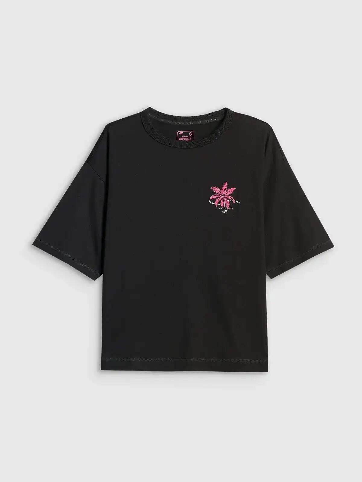 KOSZULKA DAMSKA 4F T-SHIRT SPORTOWY Z NADRUKIEM 1 BAWEŁNA  F2719 SS26 2/6
