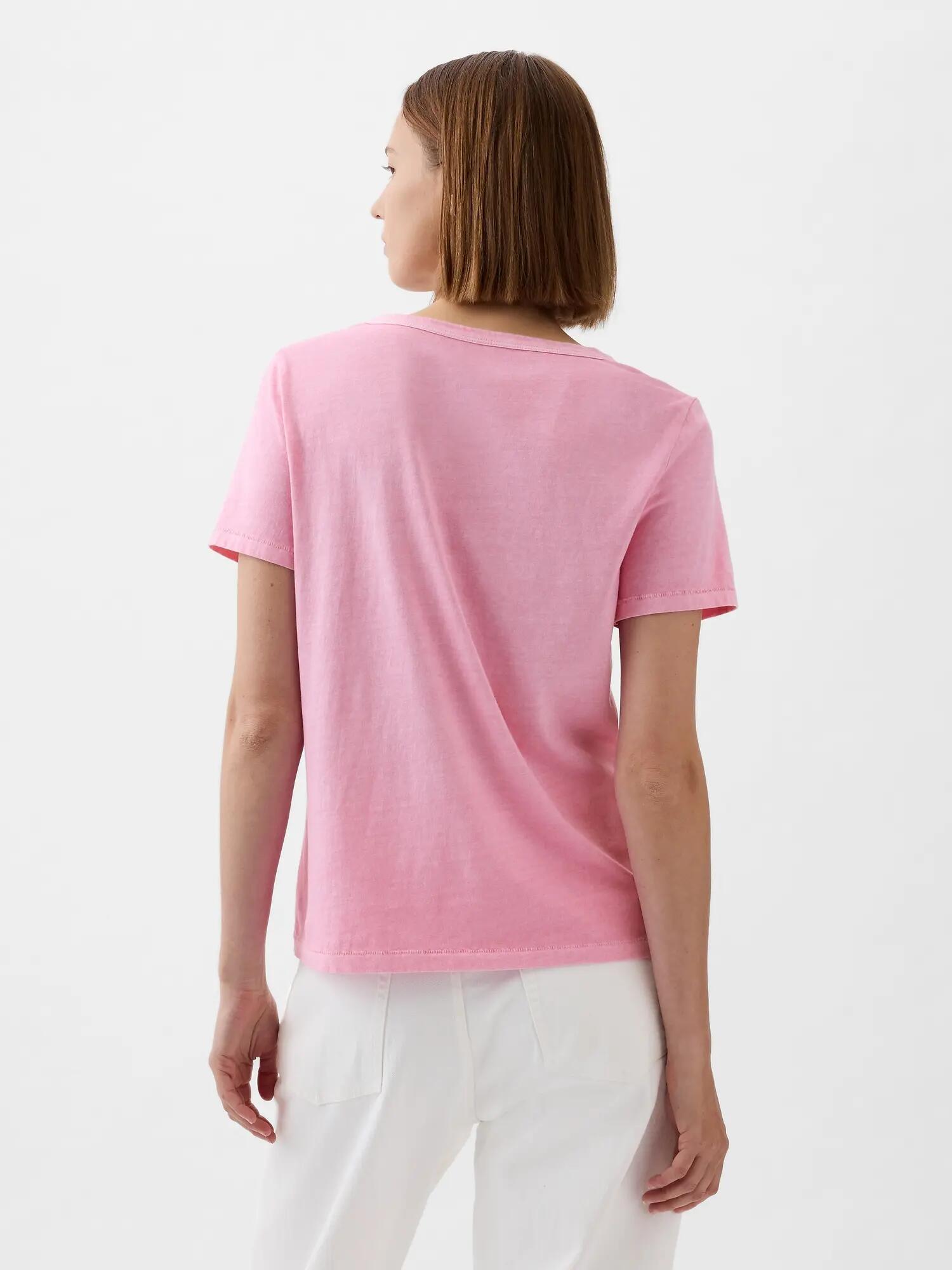 T-SHIRT DAMSKI KOSZULKA 1 BAWEŁNA GAP VINTAGE RÓŻOWY 2/6