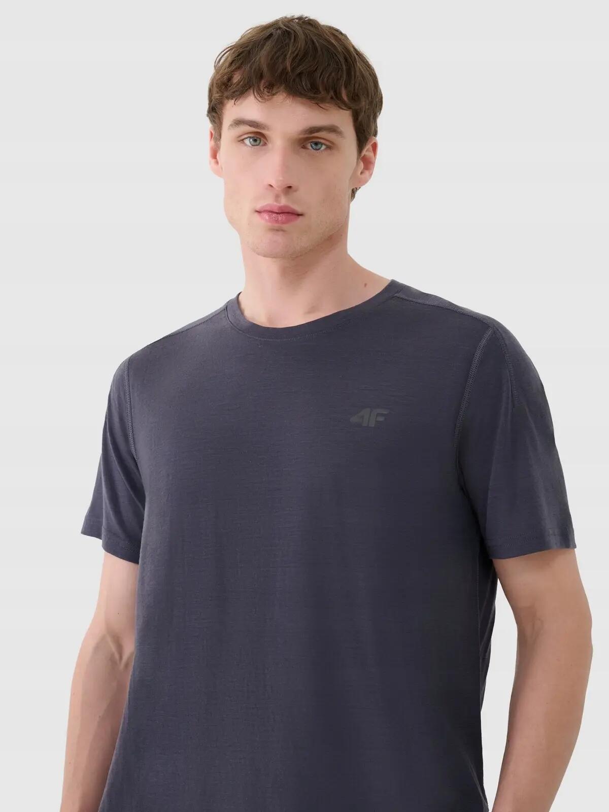 T-SHIRT MĘSKI 4F KOSZULKA TRENINGOWA Z WEŁNĄ MERINO  TFTSM1268 2/12