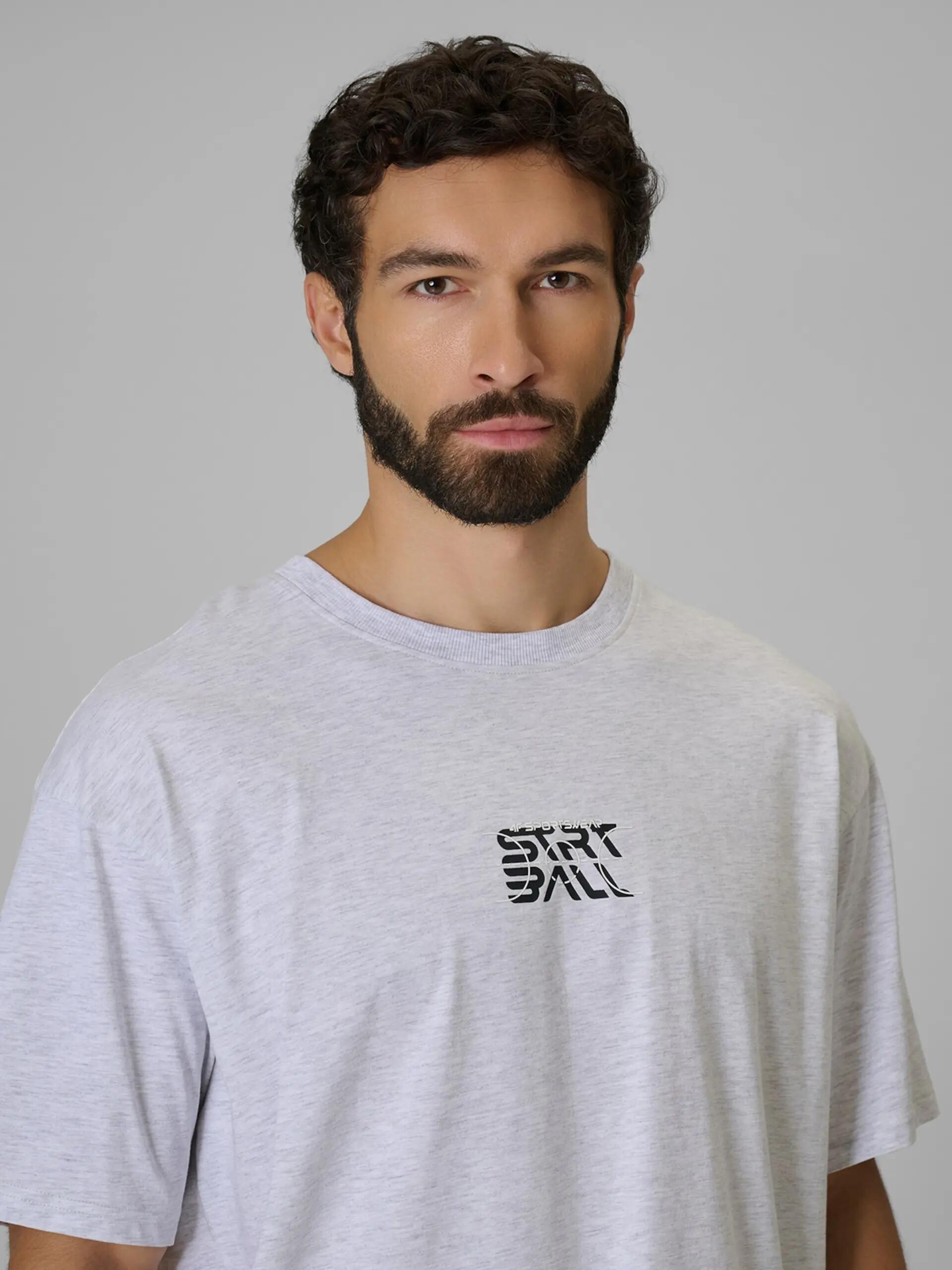 T-SHIRT MĘSKI 4F KOSZULKA SPORTOWA Z NADRUKIEM BAWEŁNIANA L M3334 SS26 6/8