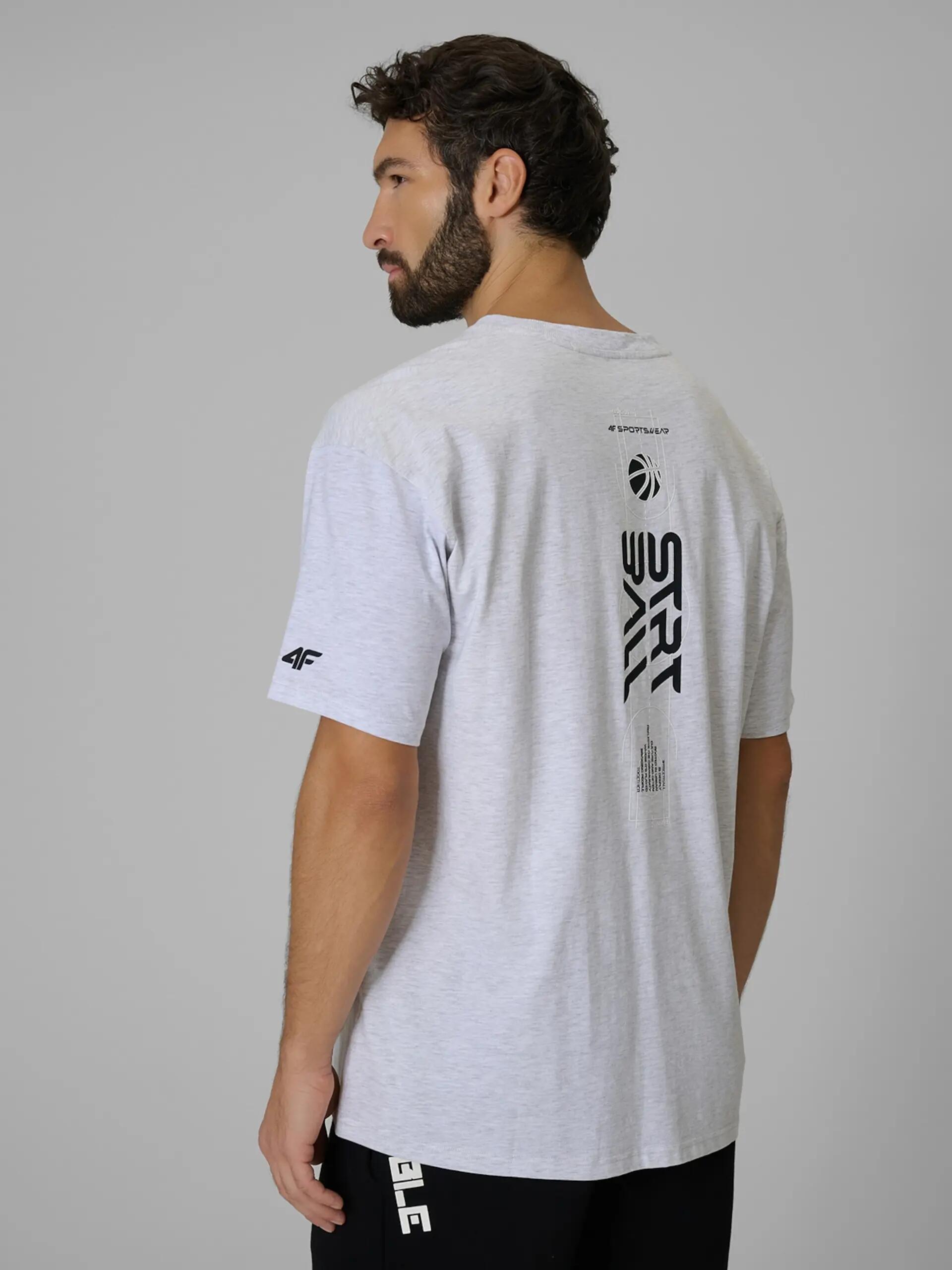 T-SHIRT MĘSKI 4F KOSZULKA SPORTOWA Z NADRUKIEM BAWEŁNIANA L M3334 SS26 5/8