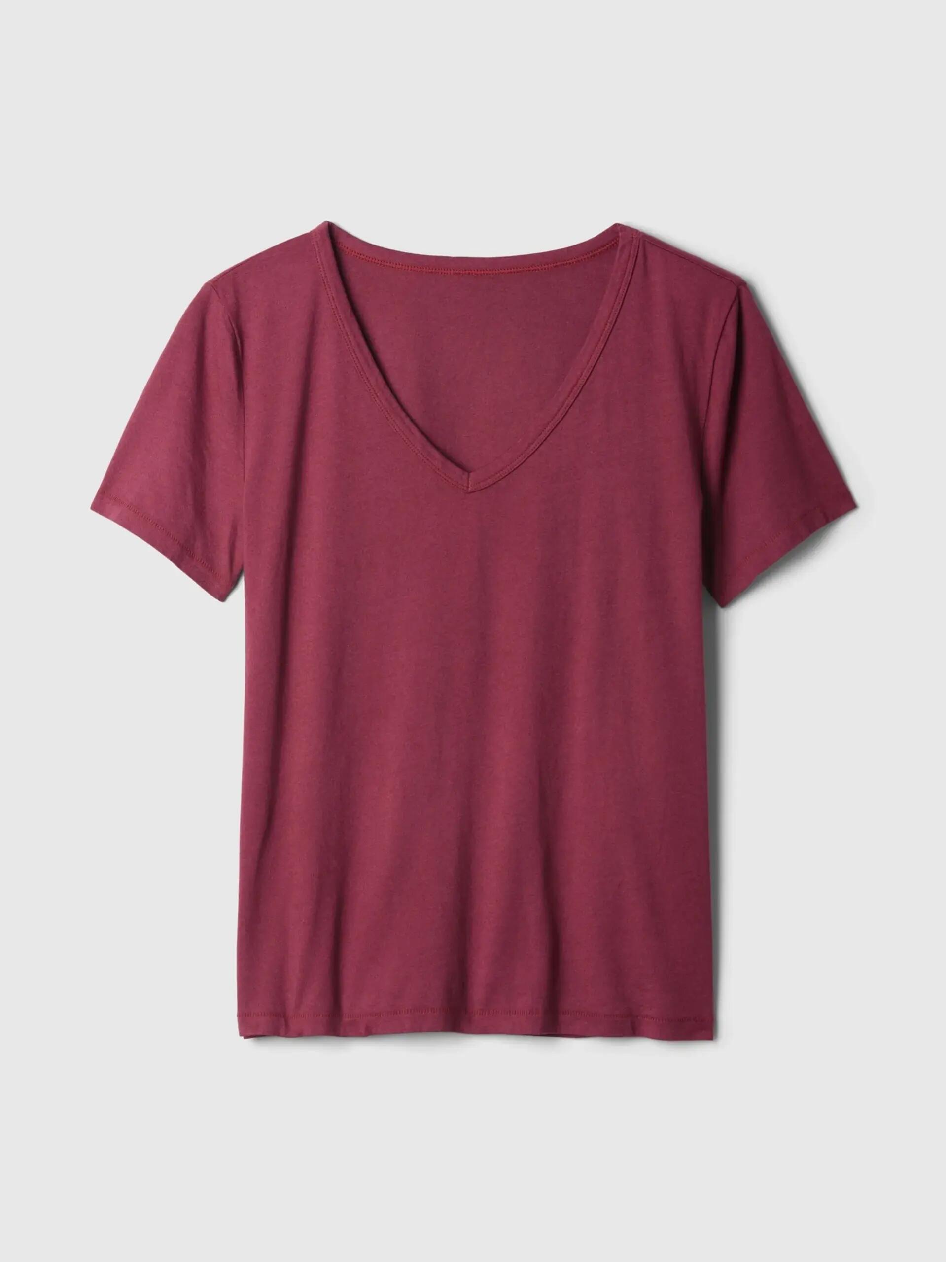 T-SHIRT DAMSKI KOSZULKA 1 BAWEŁNA GAP VINTAGE BORDOWY 4/6