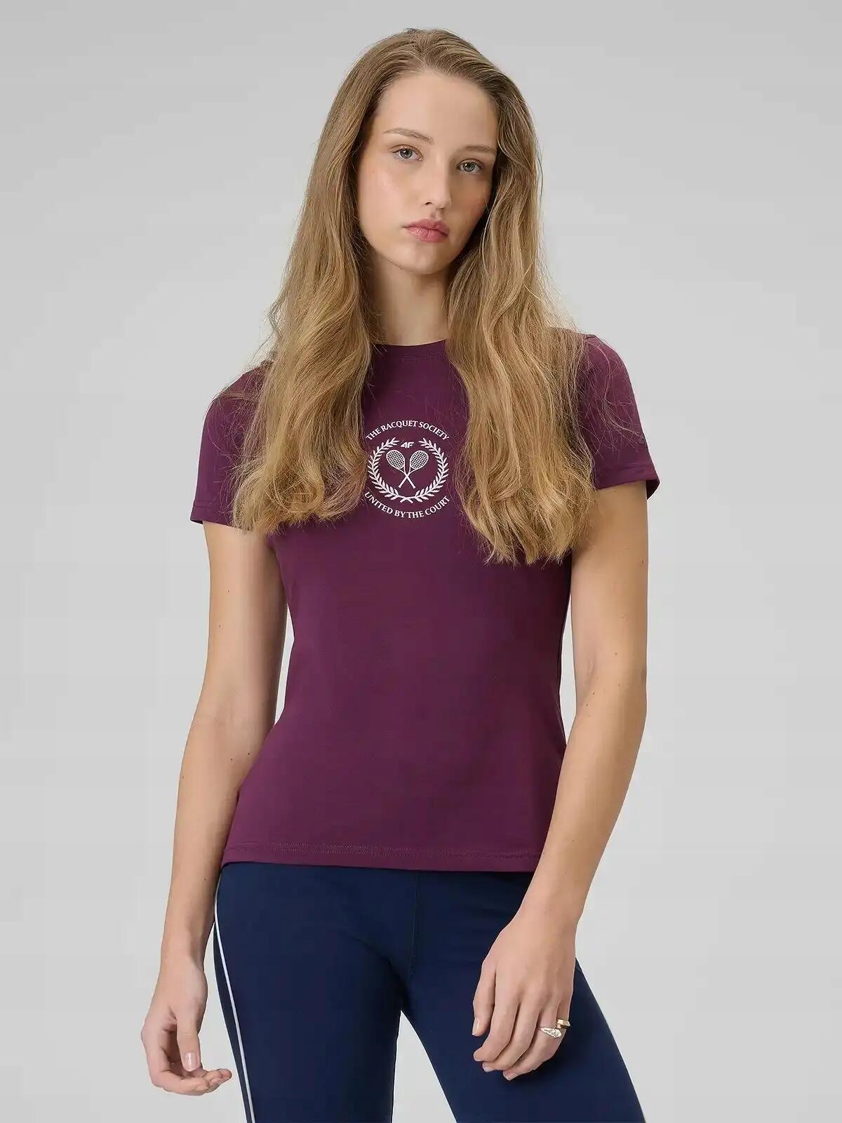 T-SHIRT DAMSKI 4F KOSZULKA BAWEŁNIANA DO TENISA  F2723 SS26 2/12