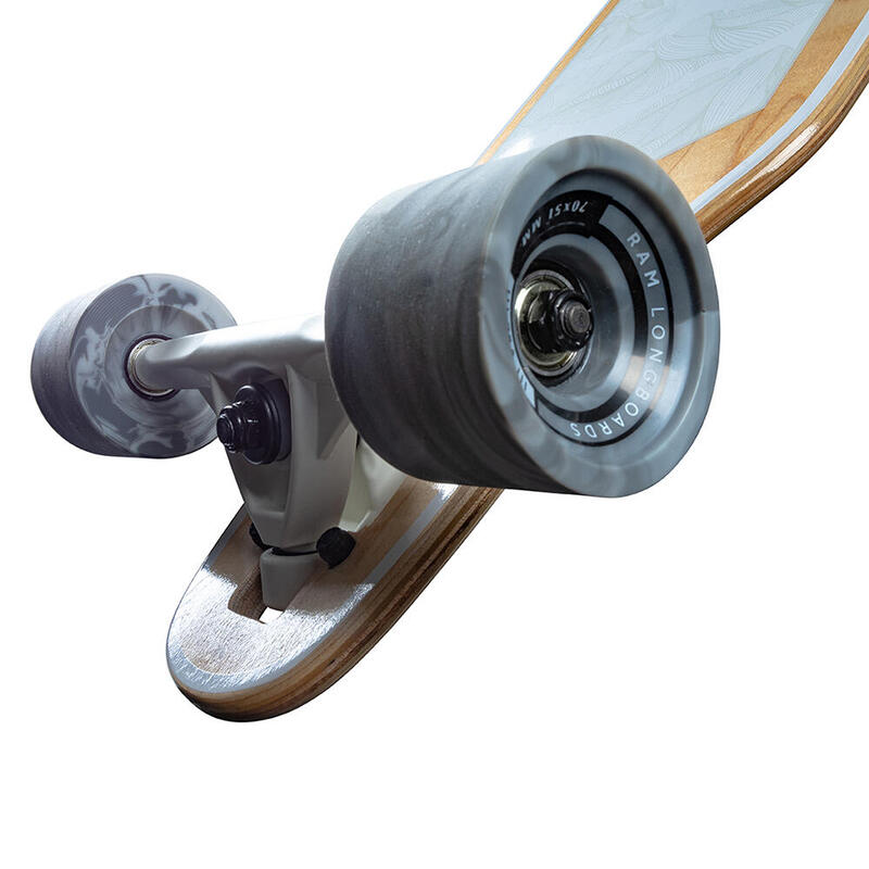 Longboard Cruiser planche à roulettes RAM 38" x 8,75" ABEC 9 Solitary blanc