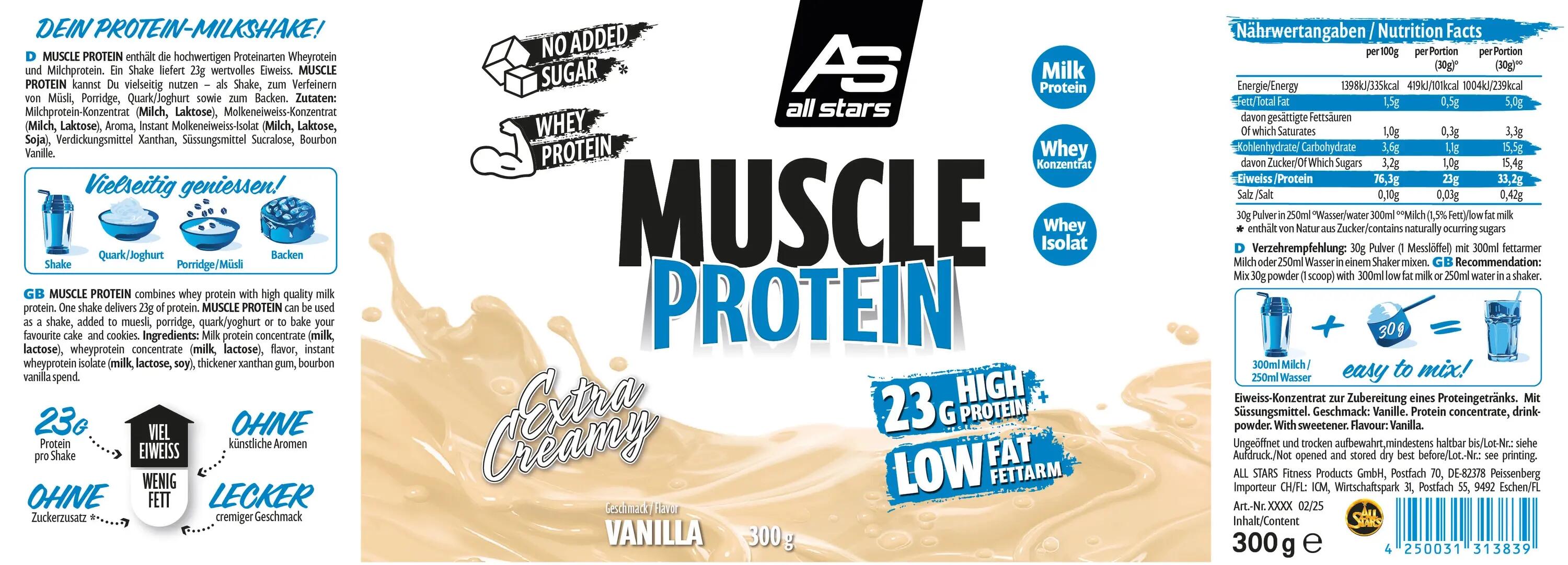 All Stars Muscle Protein Vanille 300 g 2/2