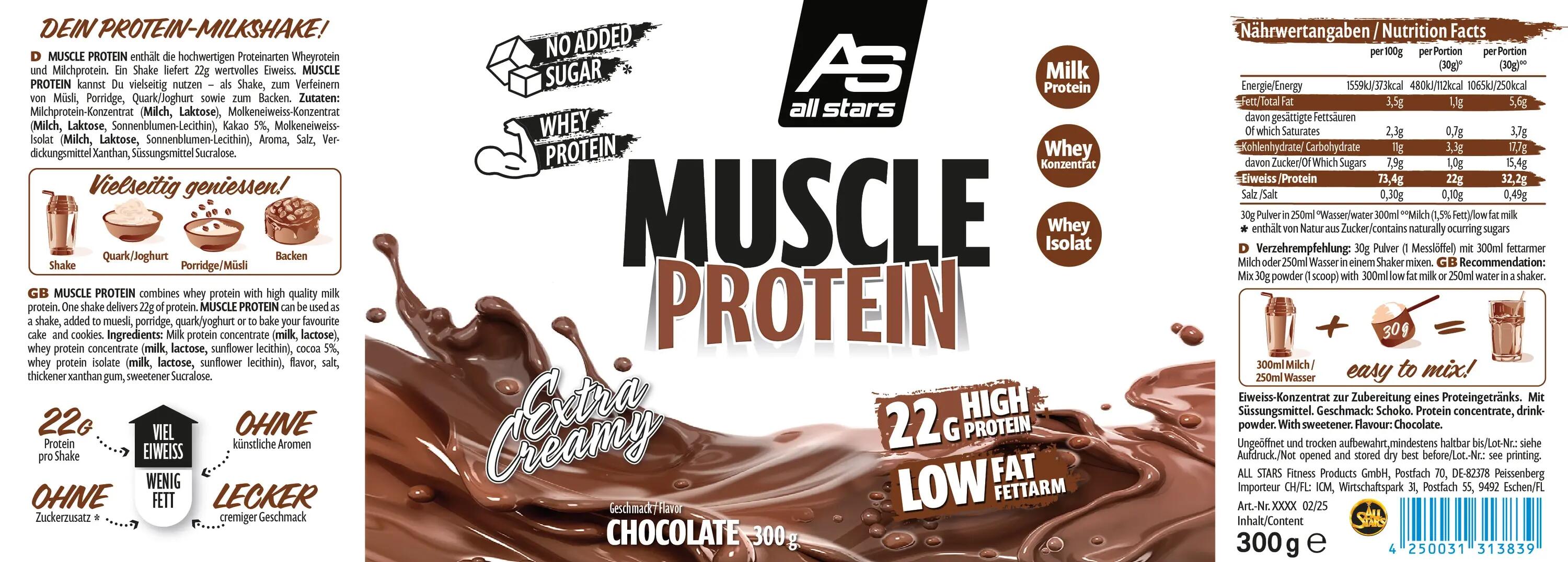 All Stars Muscle Protein Chocolat 300 g 2/2