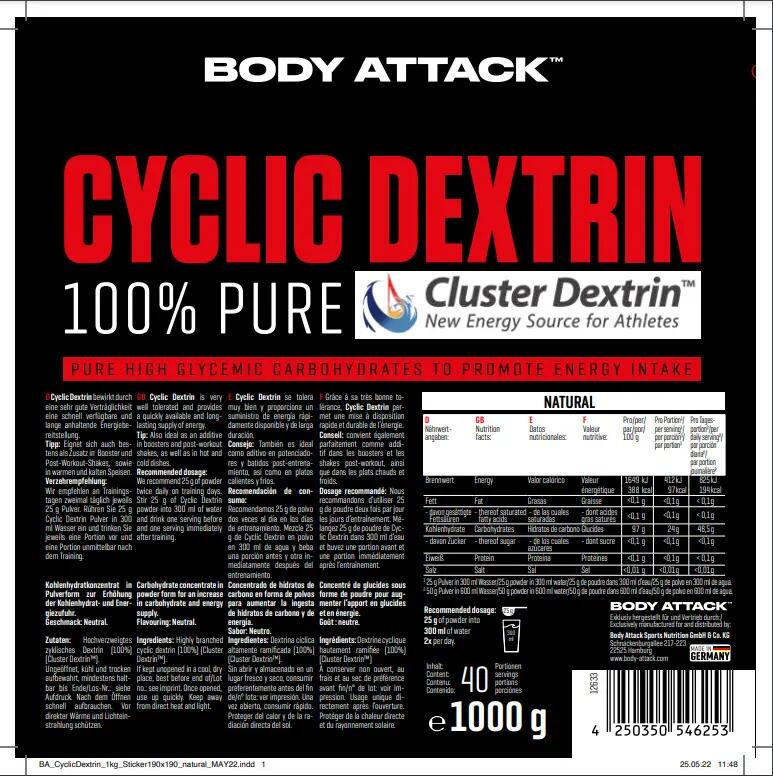 Body Attack Cyclic Dextrin Neutre Poudre 1000 g 2/2