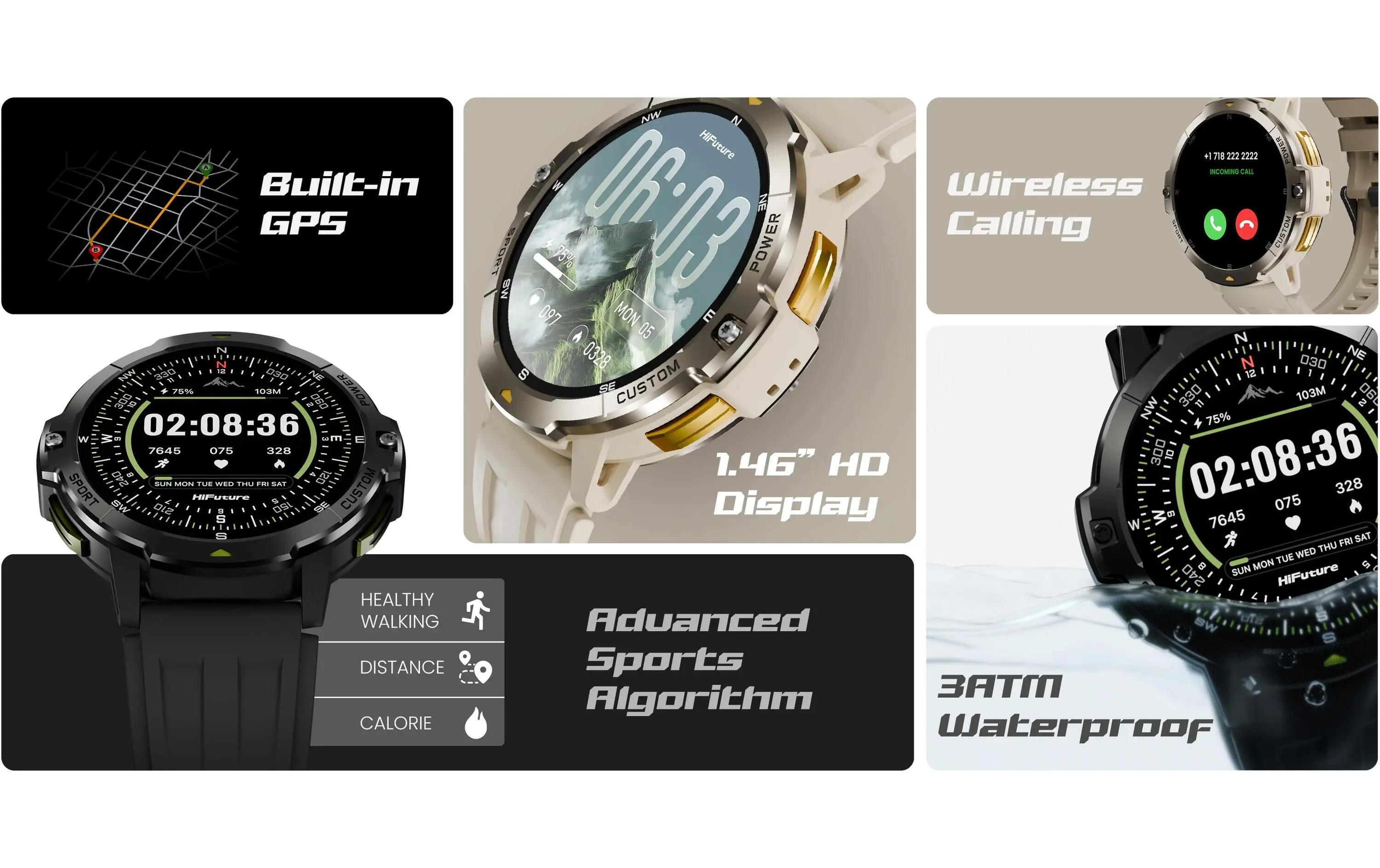 HiFuture Vortex Smartwatch 1,46" HD-Display GPS 100+ Sportmodi 3/3