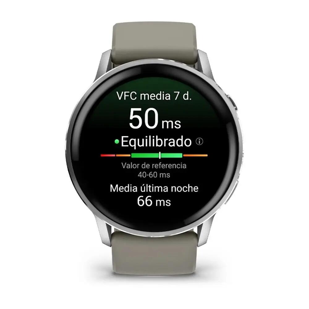 Reloj Deportivo Venu 4 45mm Silver correa de silicona Gray running Gris Garmin 2/3