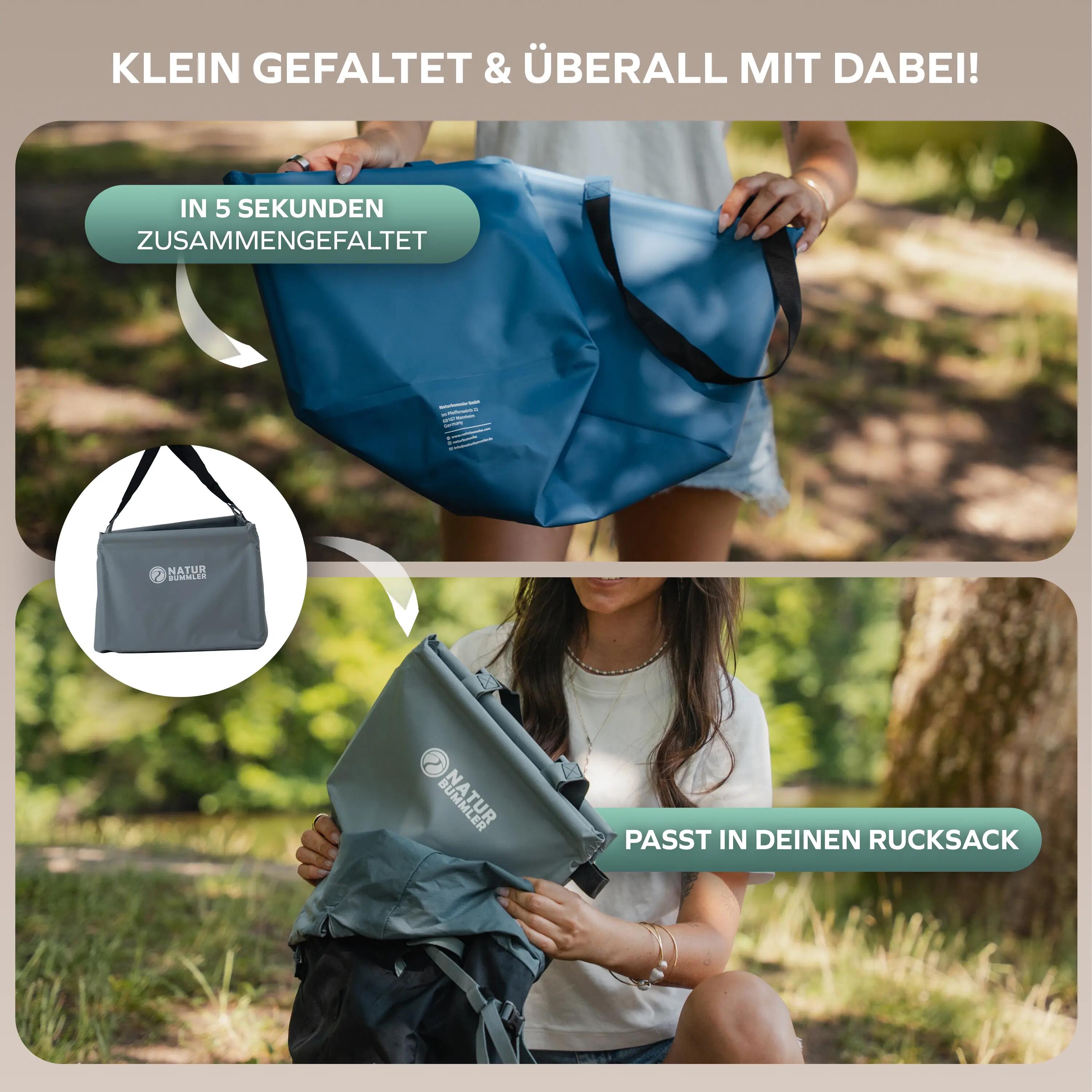 Camping Spülschüssel faltbar 18 L mit Ablassschlaufe und Haken CampBowl+ Grau 4/6