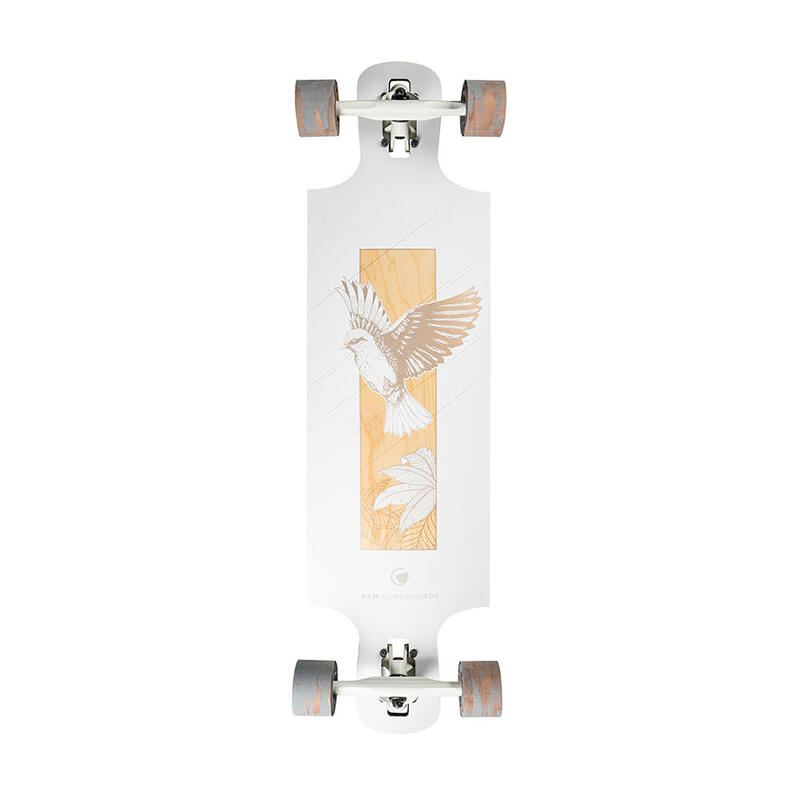 RAM Longboard complet 36.5" x 10" ABEC 9 Nivo blanc - beige