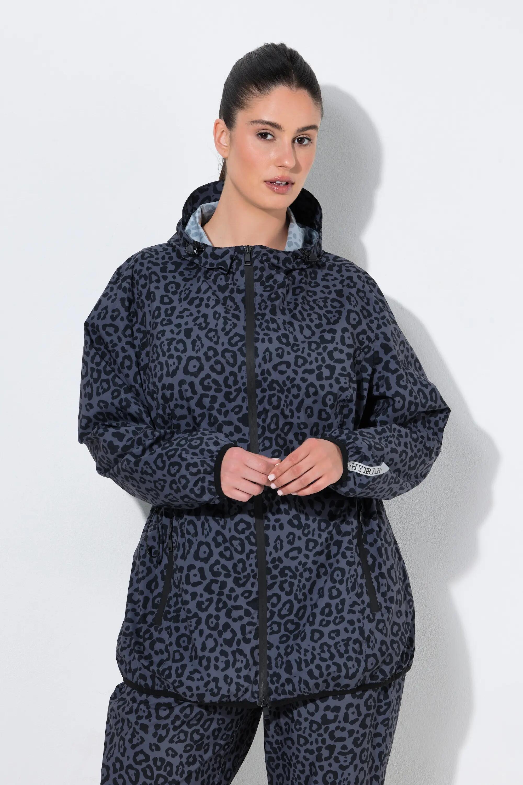 Femme Veste de pluie imperméable motif léopard capuche et visière 1/7